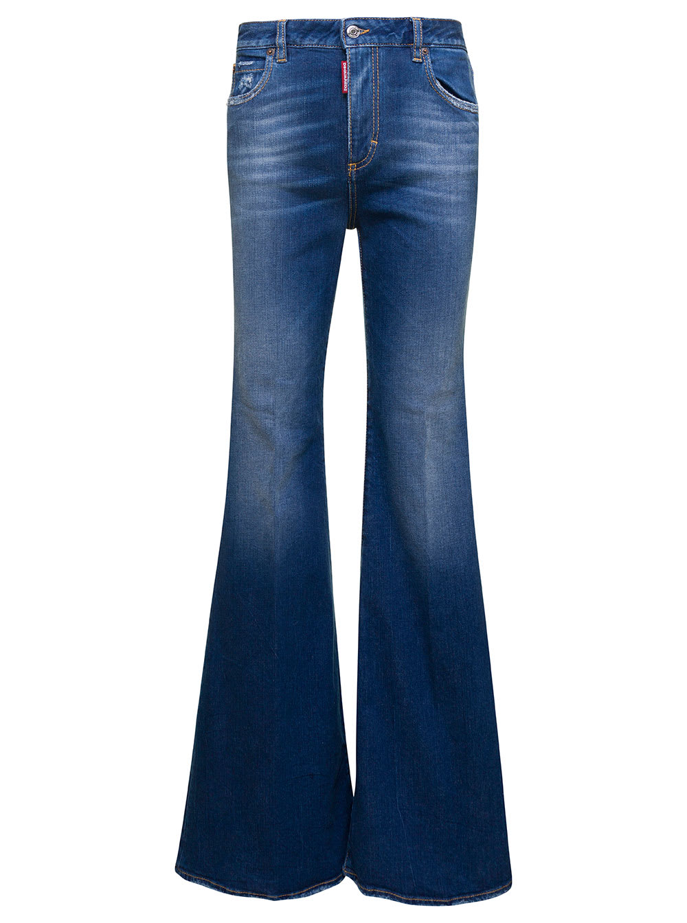 Dsquared2 Blue Denim Flared Jeans In Cotton Woman