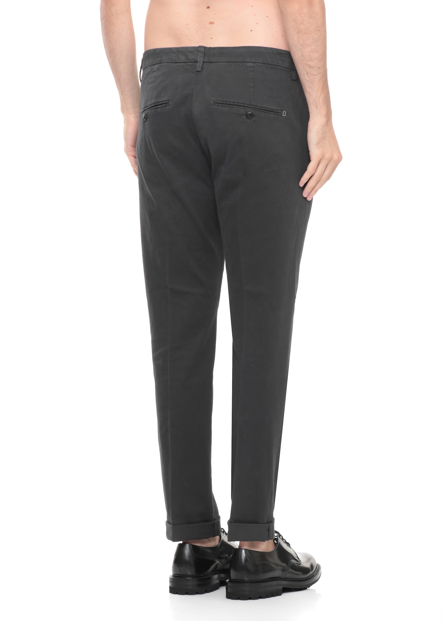 Dondup Straight Leg Trousers Cuffed Hem In Green