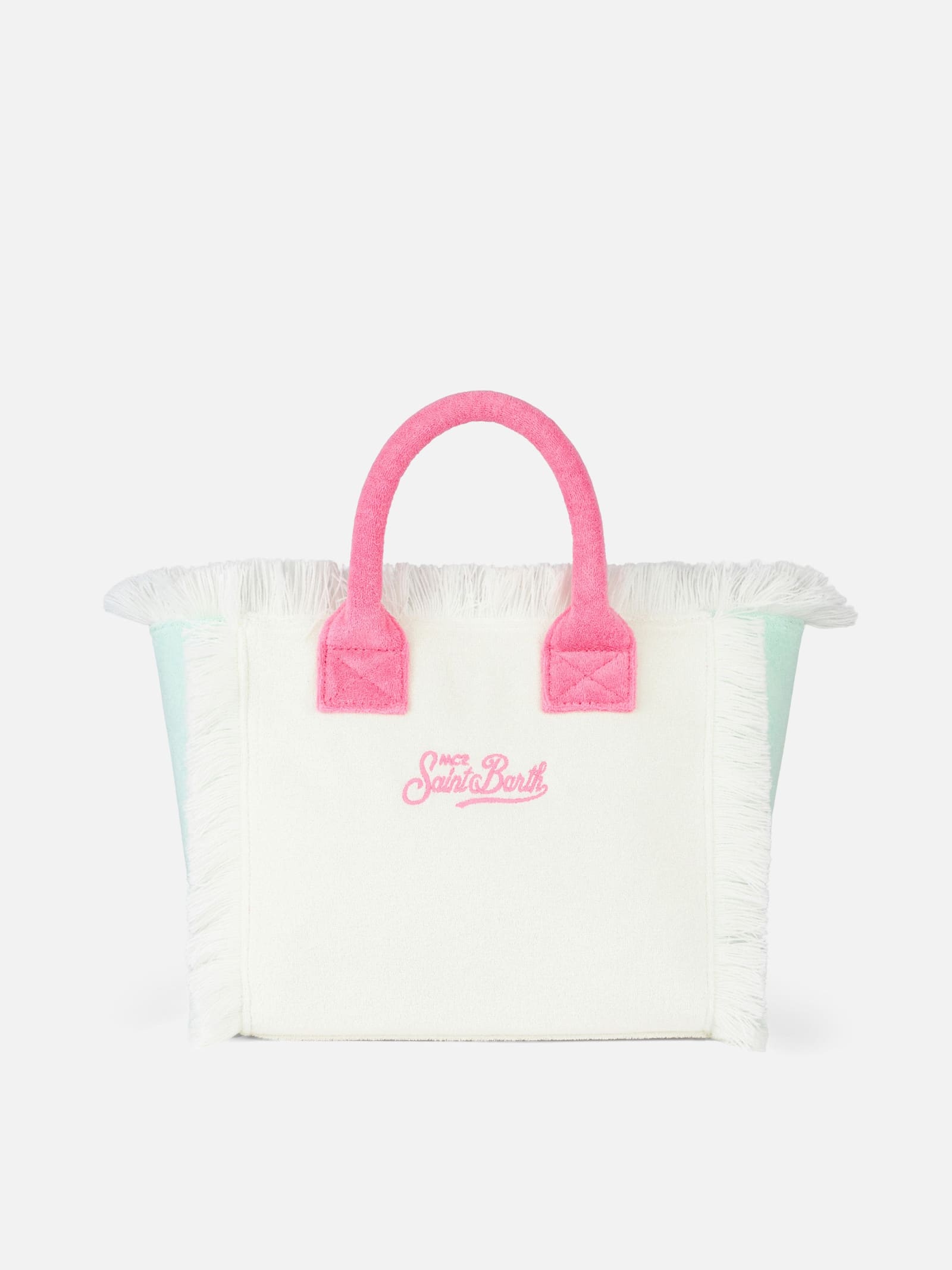 Mc2 Saint Barth Terry Multicolor Patch Colette Sponge Handbag In White