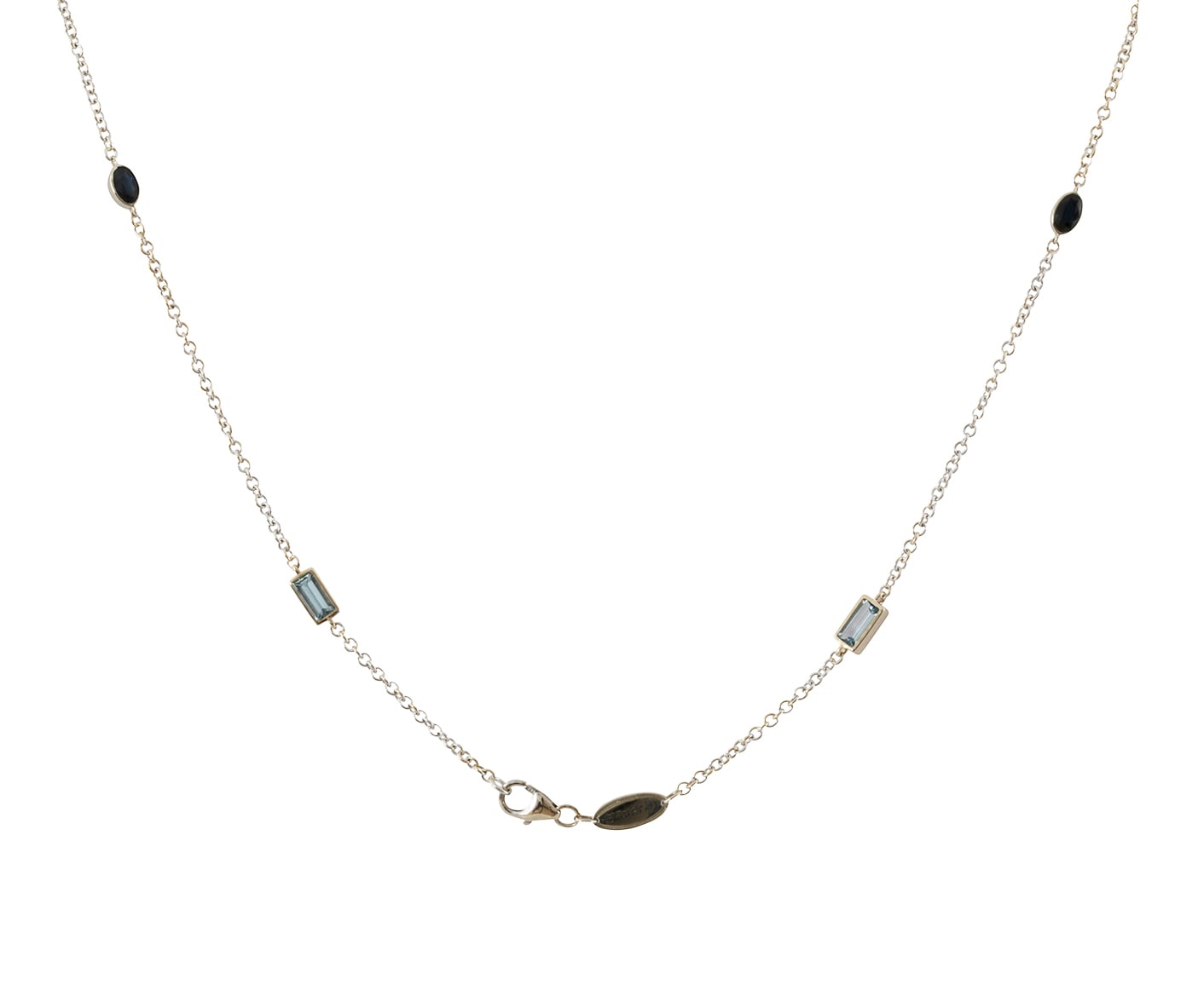 Shop Lo Spazio Jewelry Lo Spazio Aquamarine, Blue Sapphire And Diamond Necklace