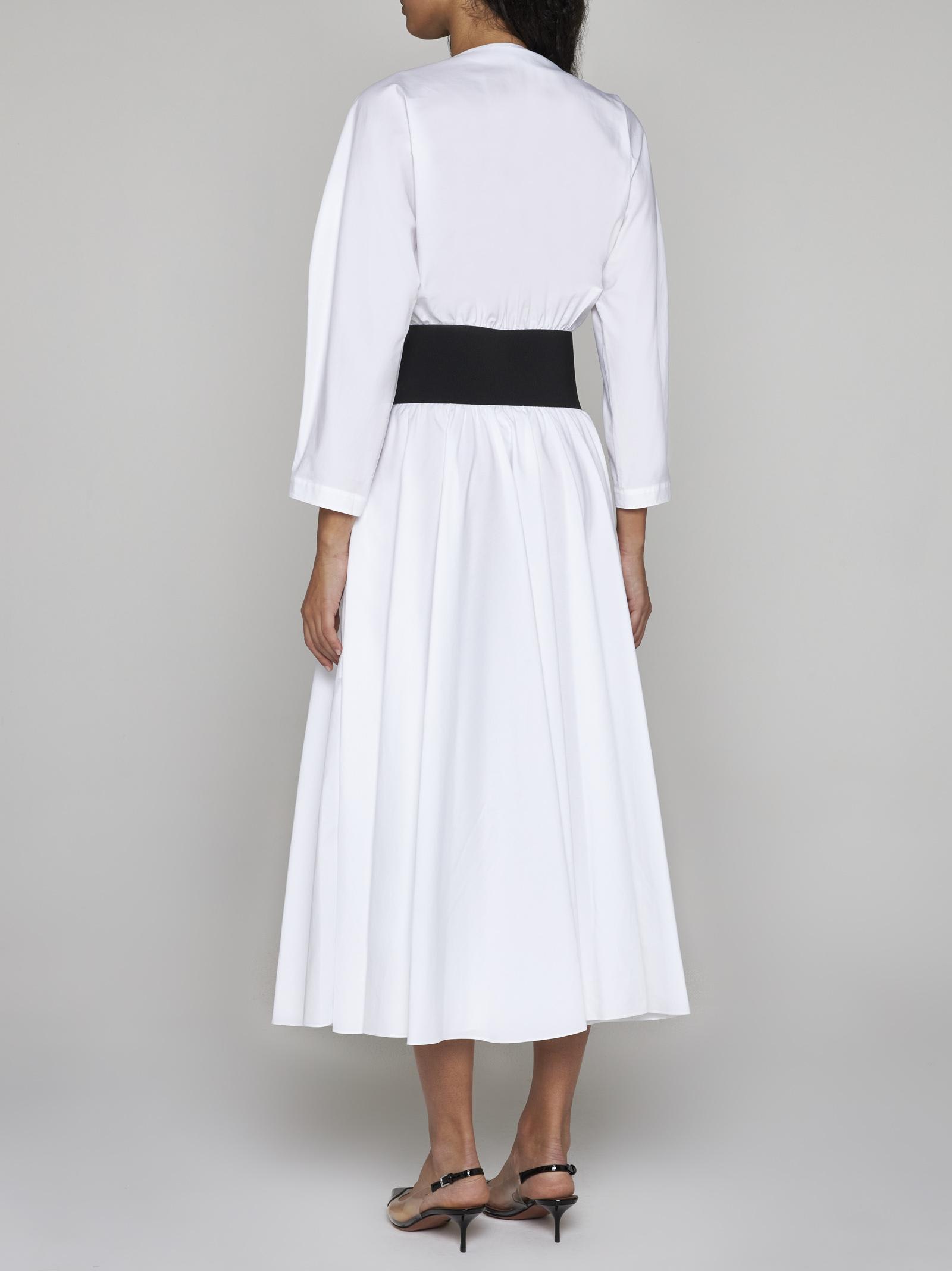 Shop Alaïa Belted Cotton Dress In Blanc