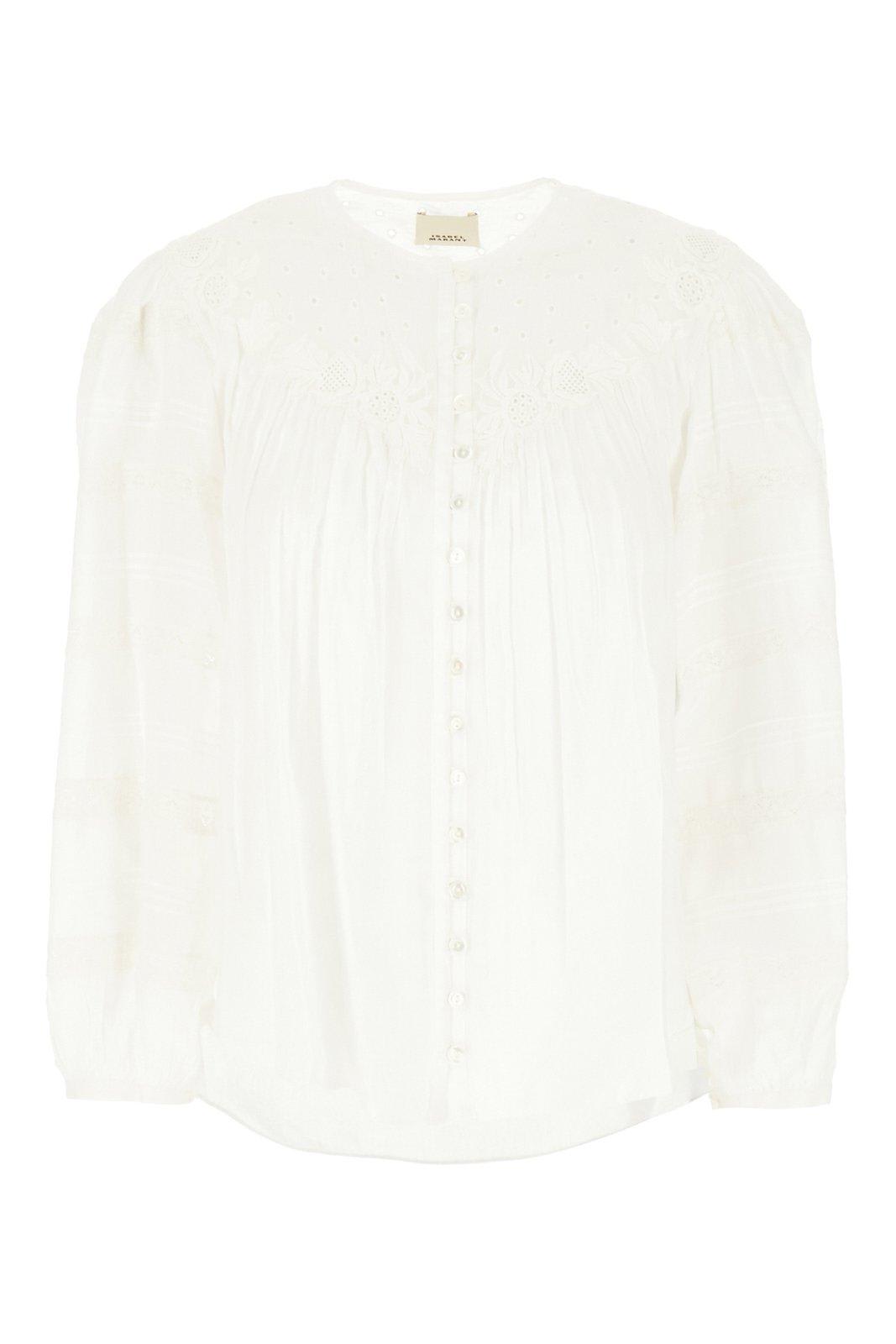 Shop Isabel Marant Long-sleeved Crewneck Top In White
