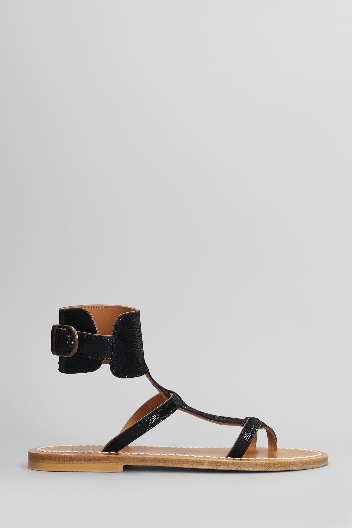 K.Jacques K. Jacques Caravelle F Flats In Black Leather