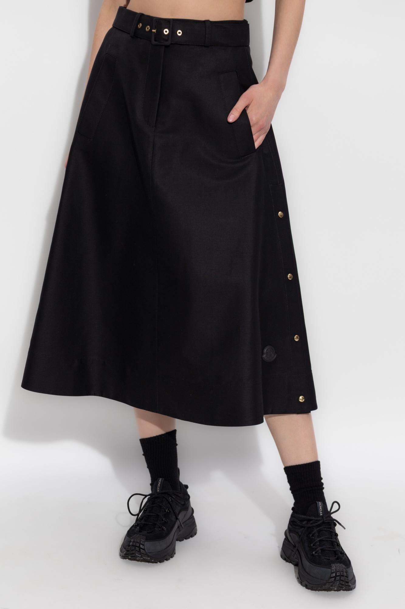 Moncler Belted A-line Skirt In Black