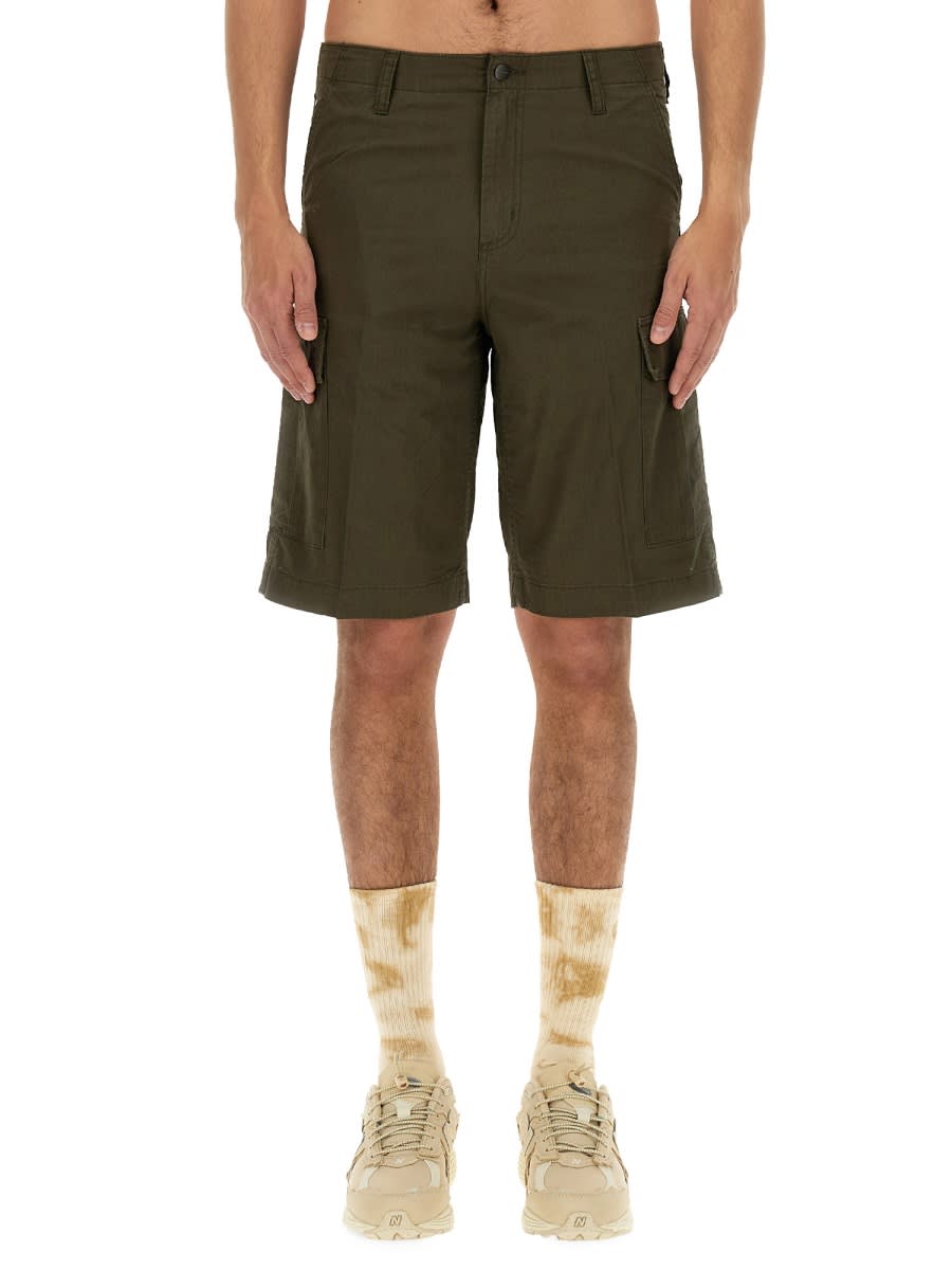 Shop Carhartt Cotton Bermuda Shorts In Green