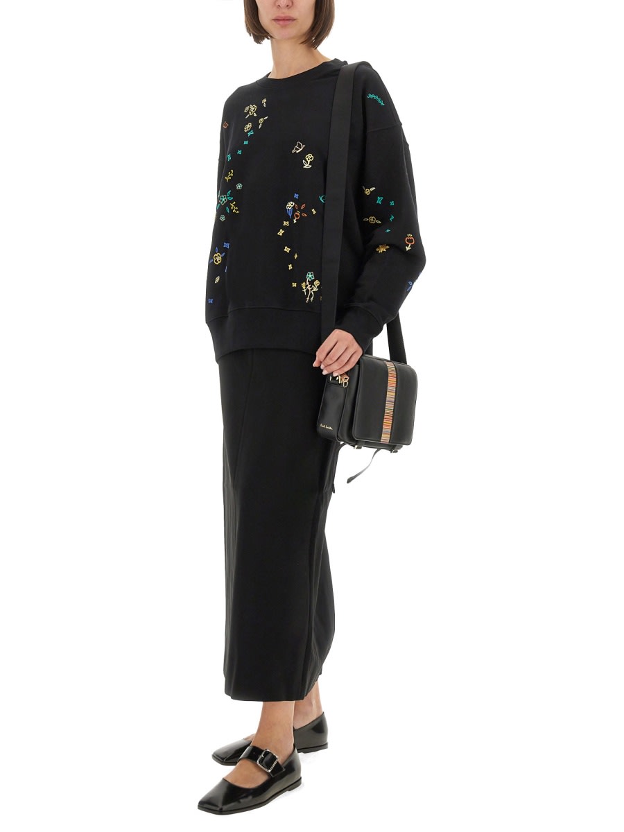 Ps By Paul Smith Sweatshirt With Floral Embroidery In Black