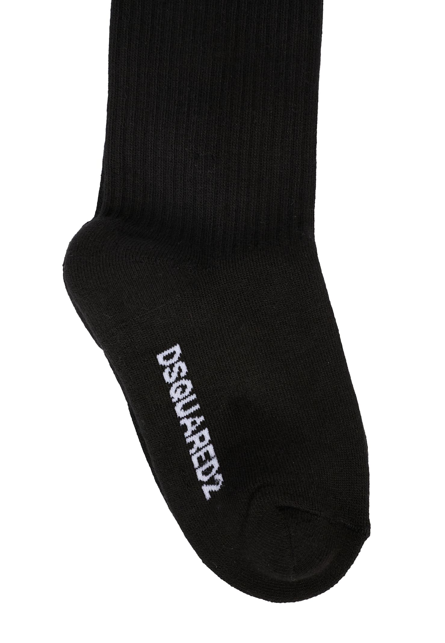 Dsquared2 Black Socks For Boy With White Logo In Black