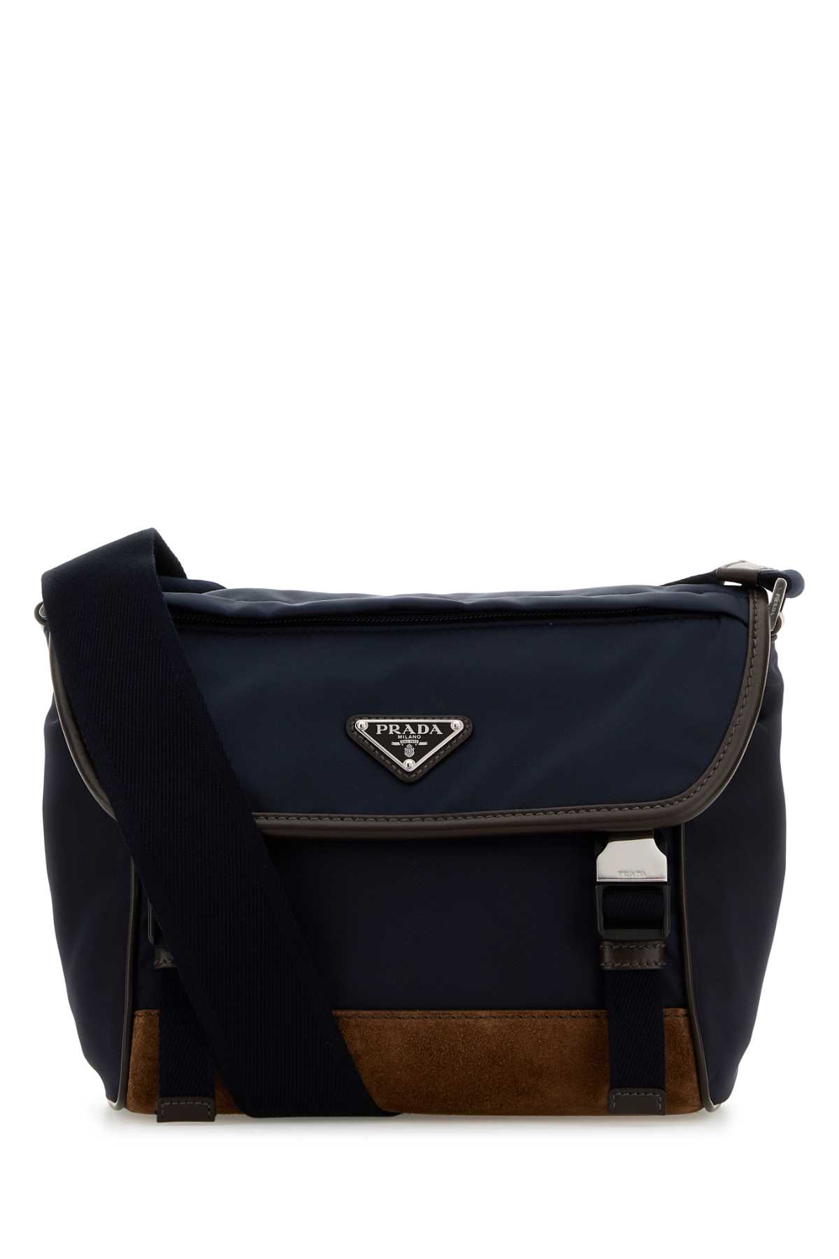 Two-tone Nylon And Leather Crossbody Bag