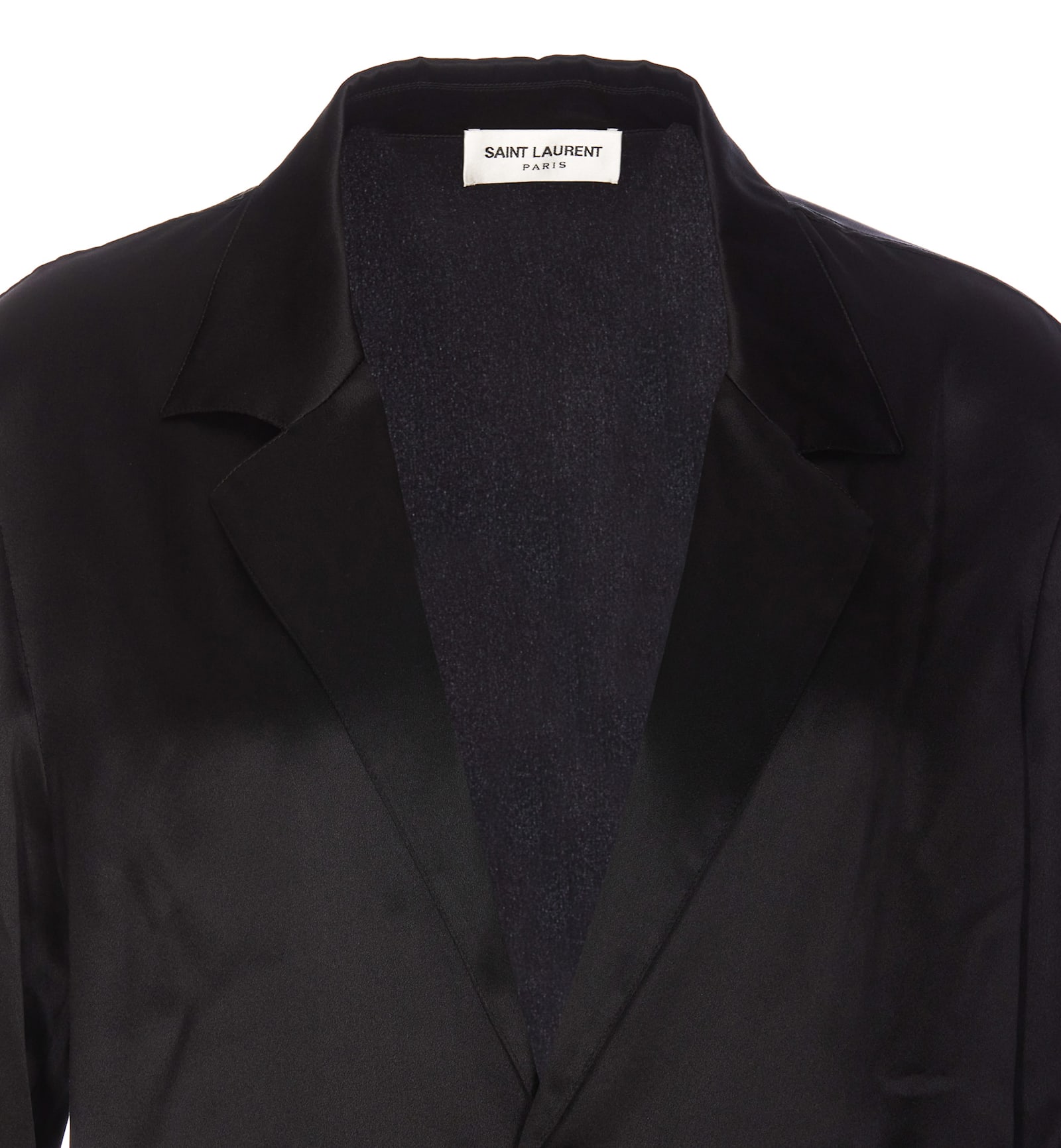 Shop Saint Laurent Silk Satin Crepe Shirt Style Pijama Shirt In Black