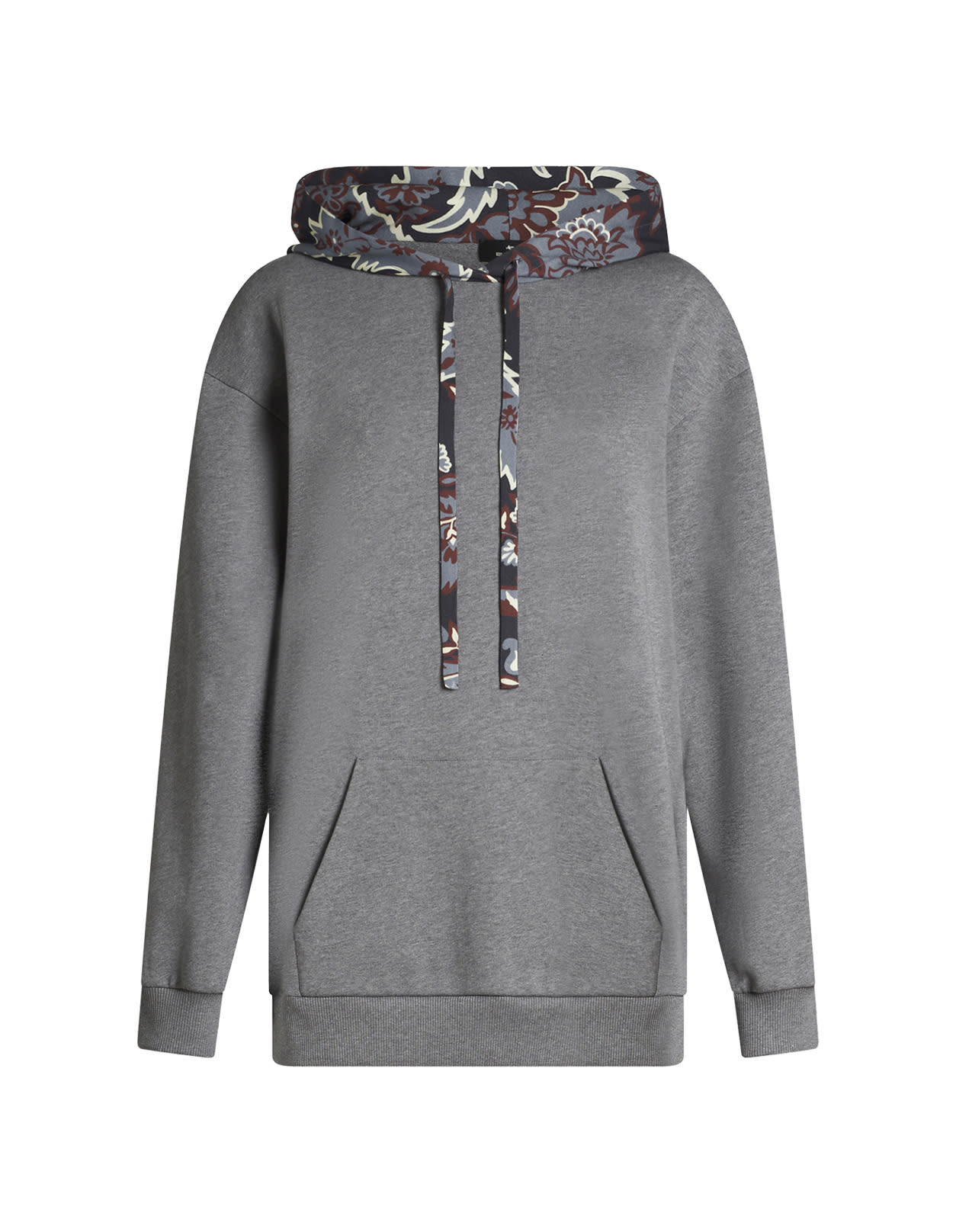 Grey Hoodie With Paisley Motif