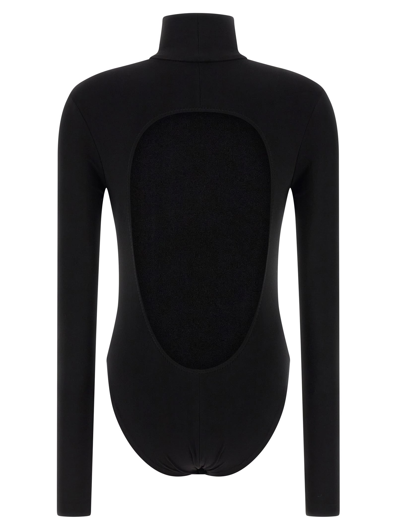 Norma Kamali Fitted Long-sleeve Top With High Neckline In Black