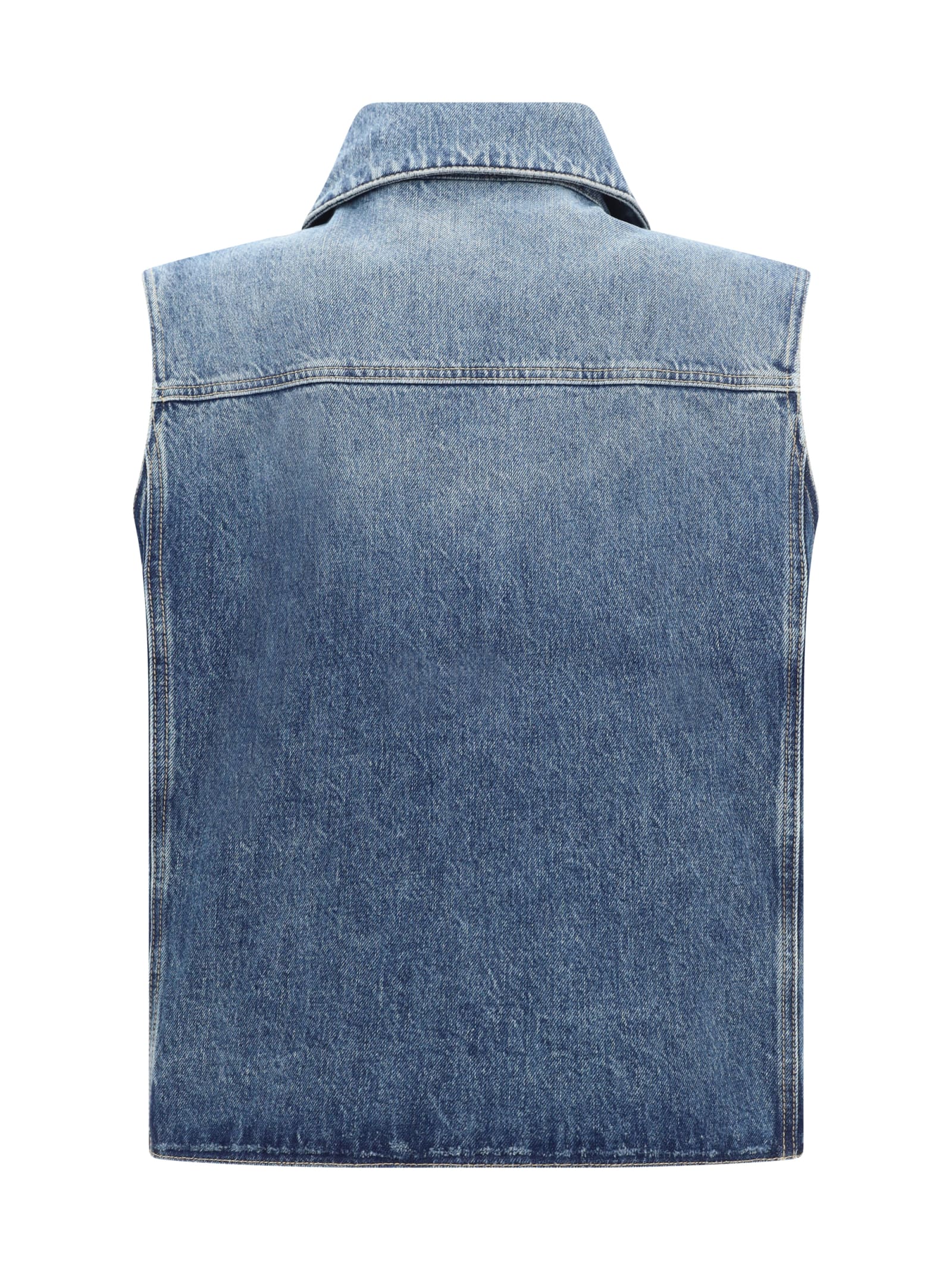 Shop Givenchy Denim Vest In Indigo Blue