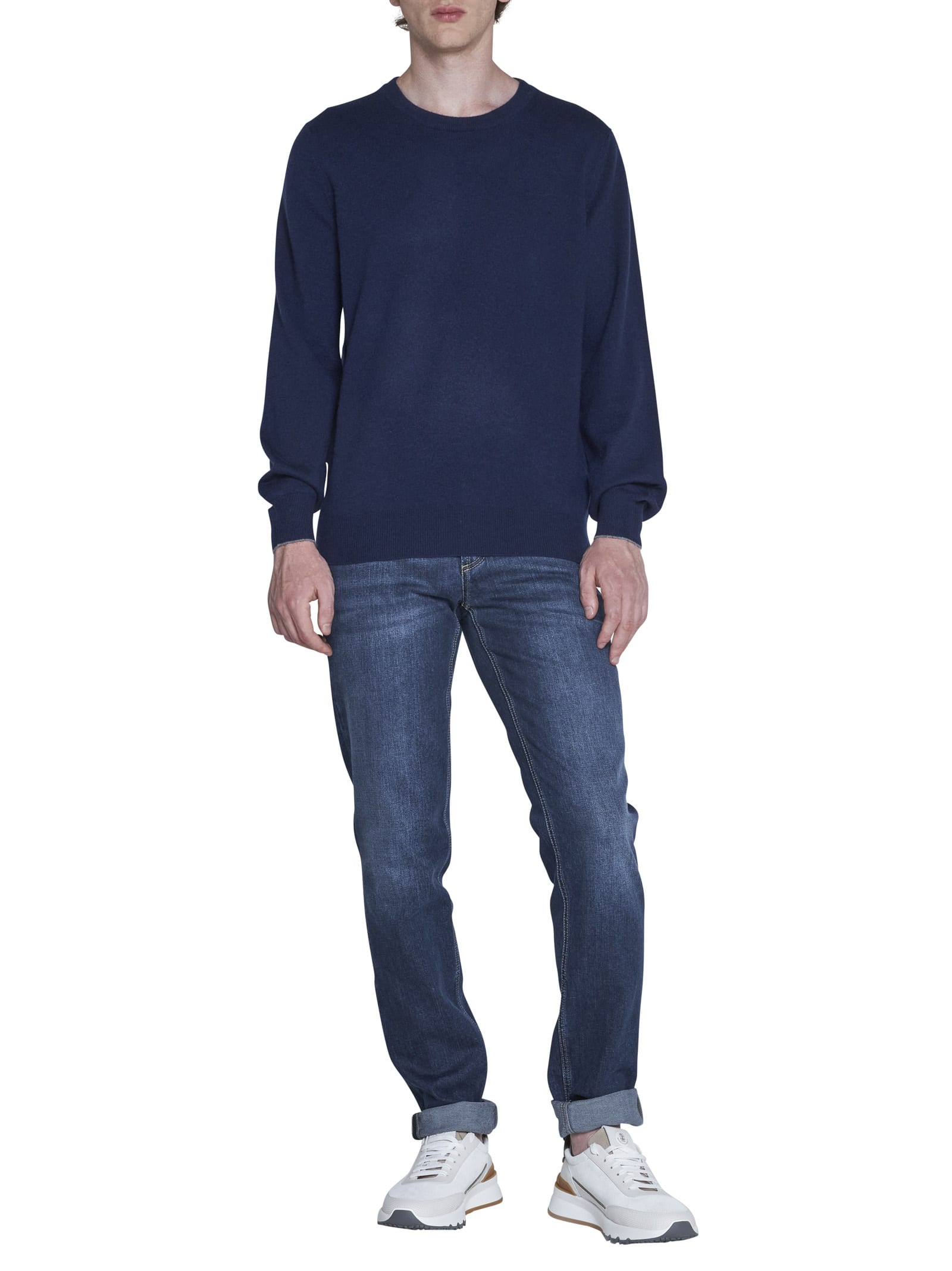 Brunello Cucinelli Blue Wool Sweater In Marina