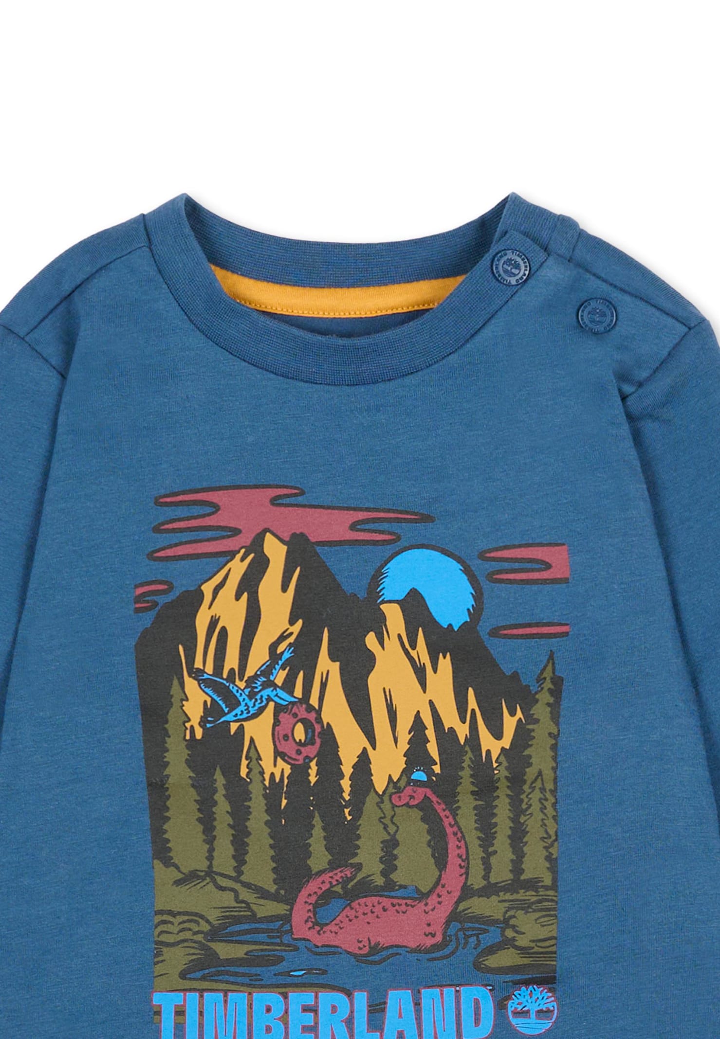 Timberland Blue T-shirt For Baby Boy With Dinosaur In Blue