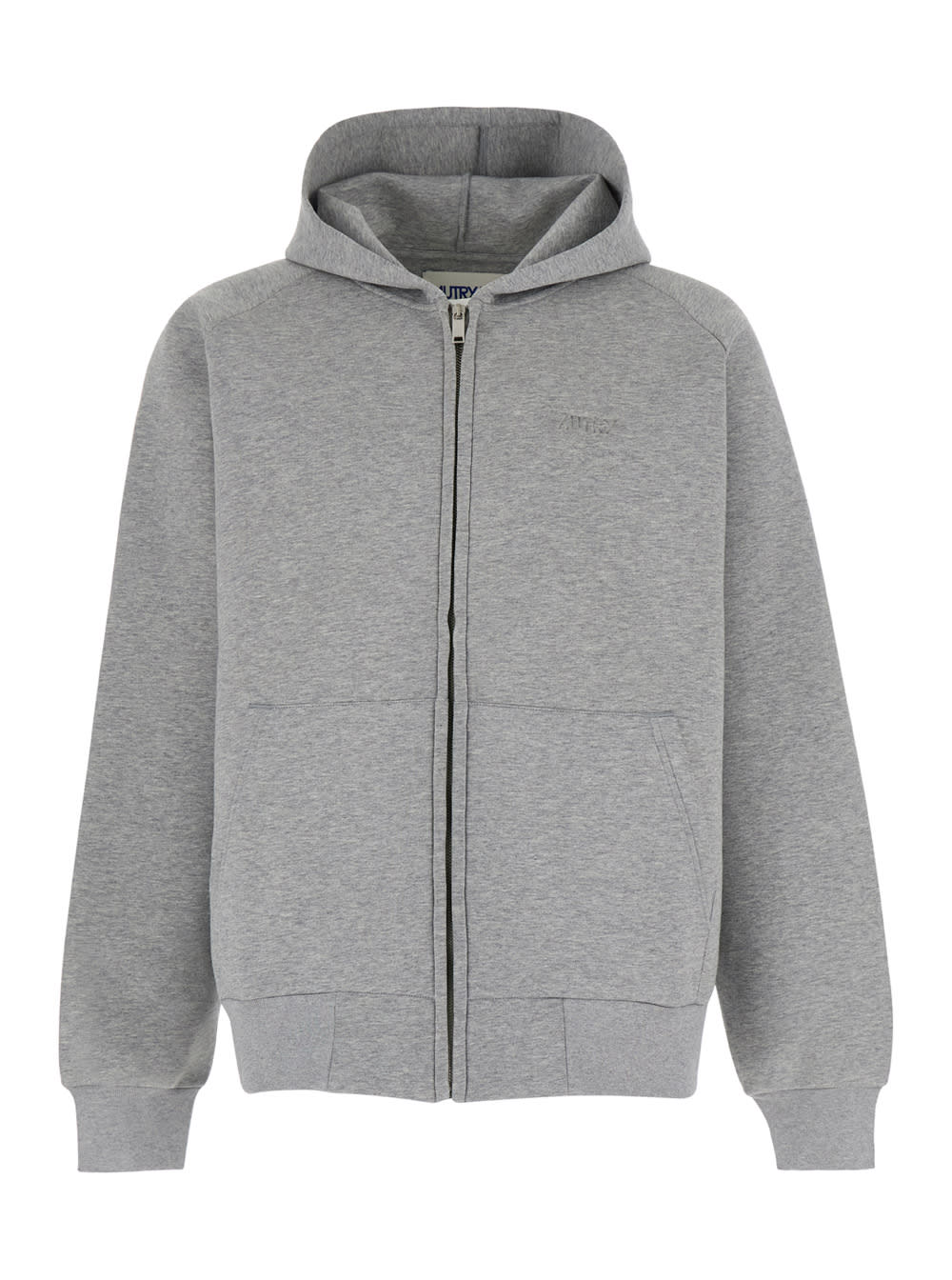 Shop Autry Grey Hoodie With Tonal Embroidery In Cotton Blend Man