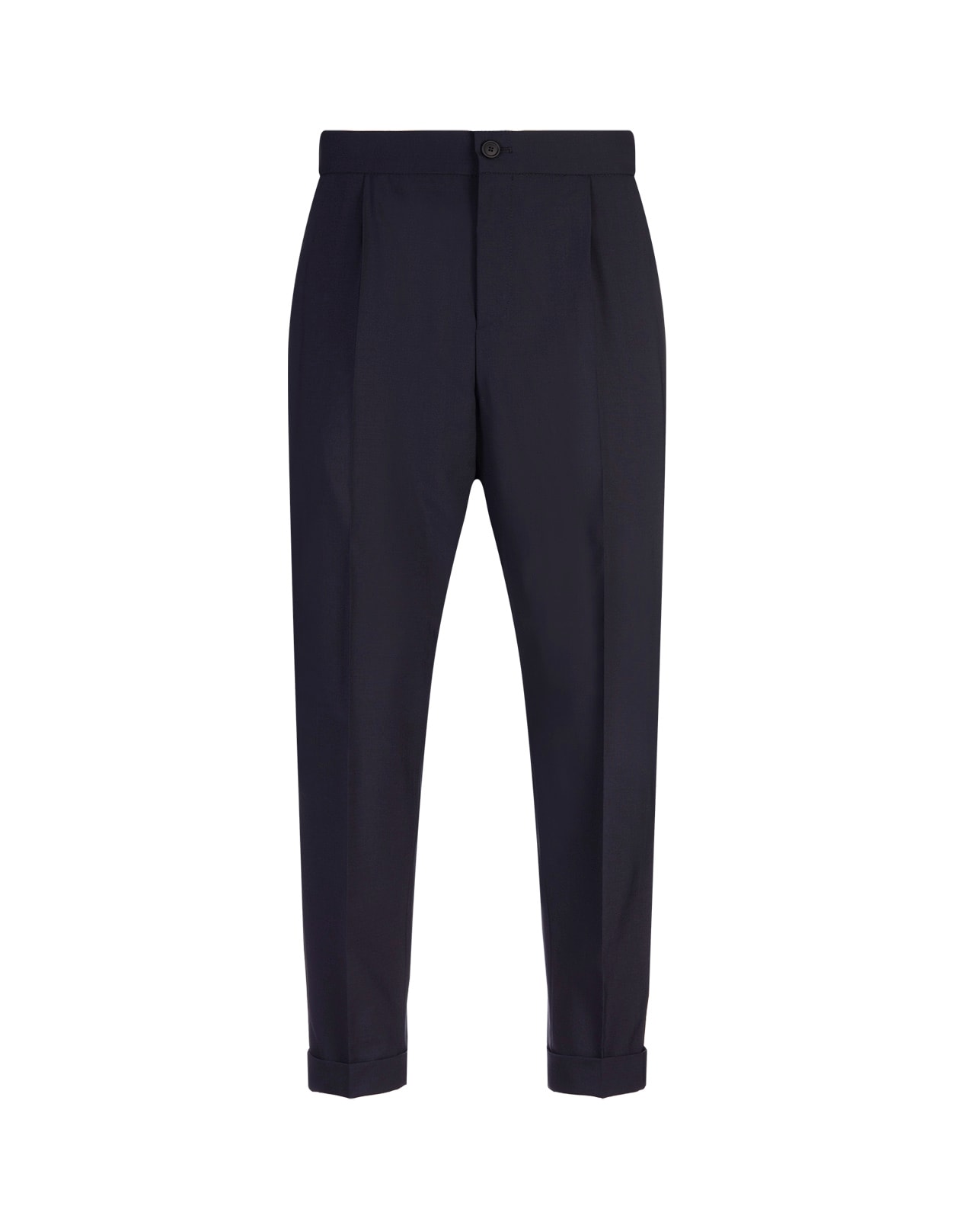 Dark Blue Tailored Trousers With Elasticated Waistband