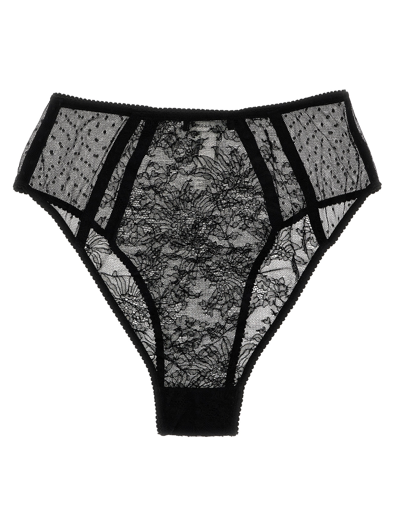 Dolce & Gabbana Lace Briefs High-waist Design Sheer Fabric In Black