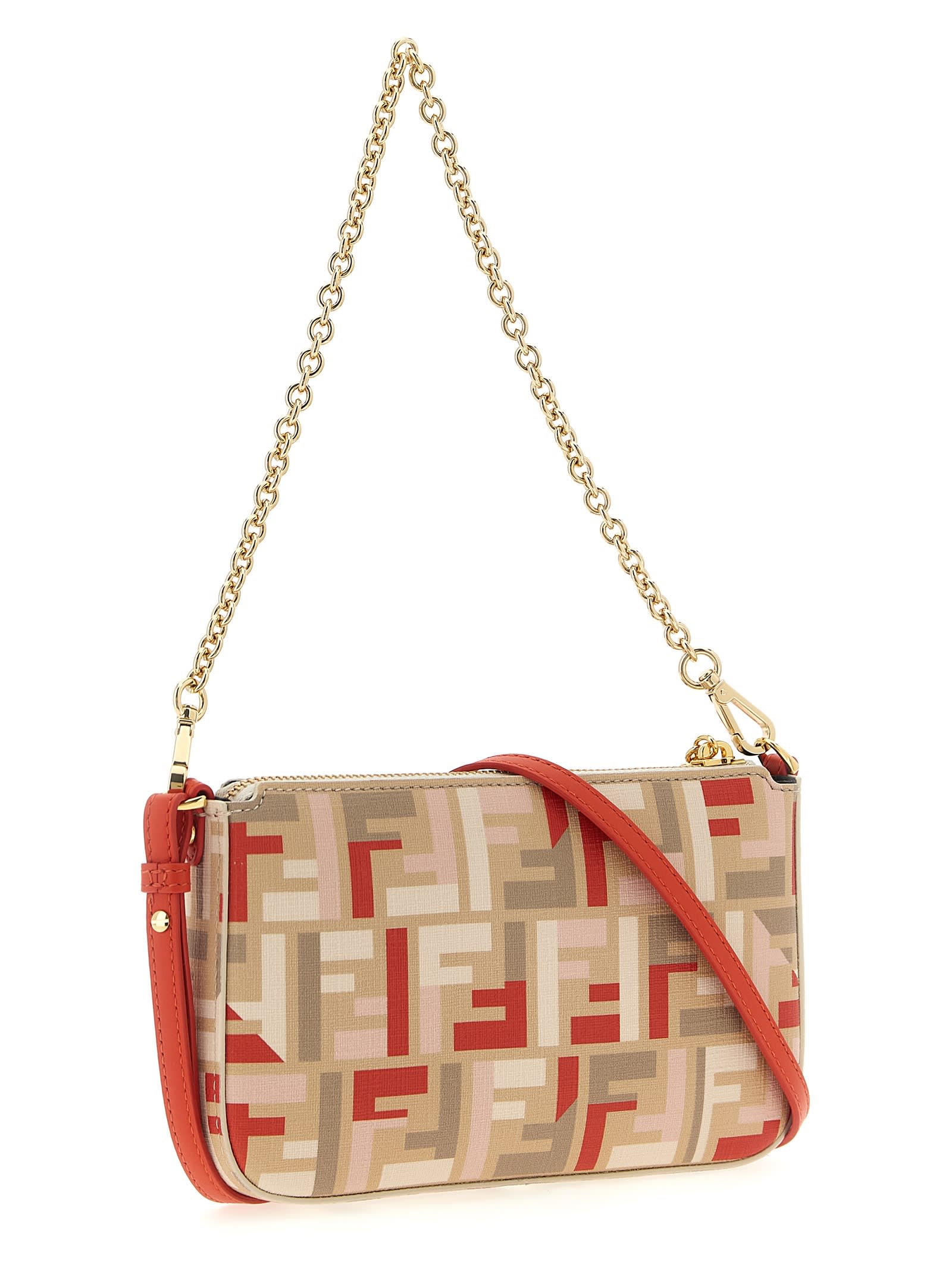 Fendi Women Pouch Baguette Ff Jacquard Fabric Shoulder Bag