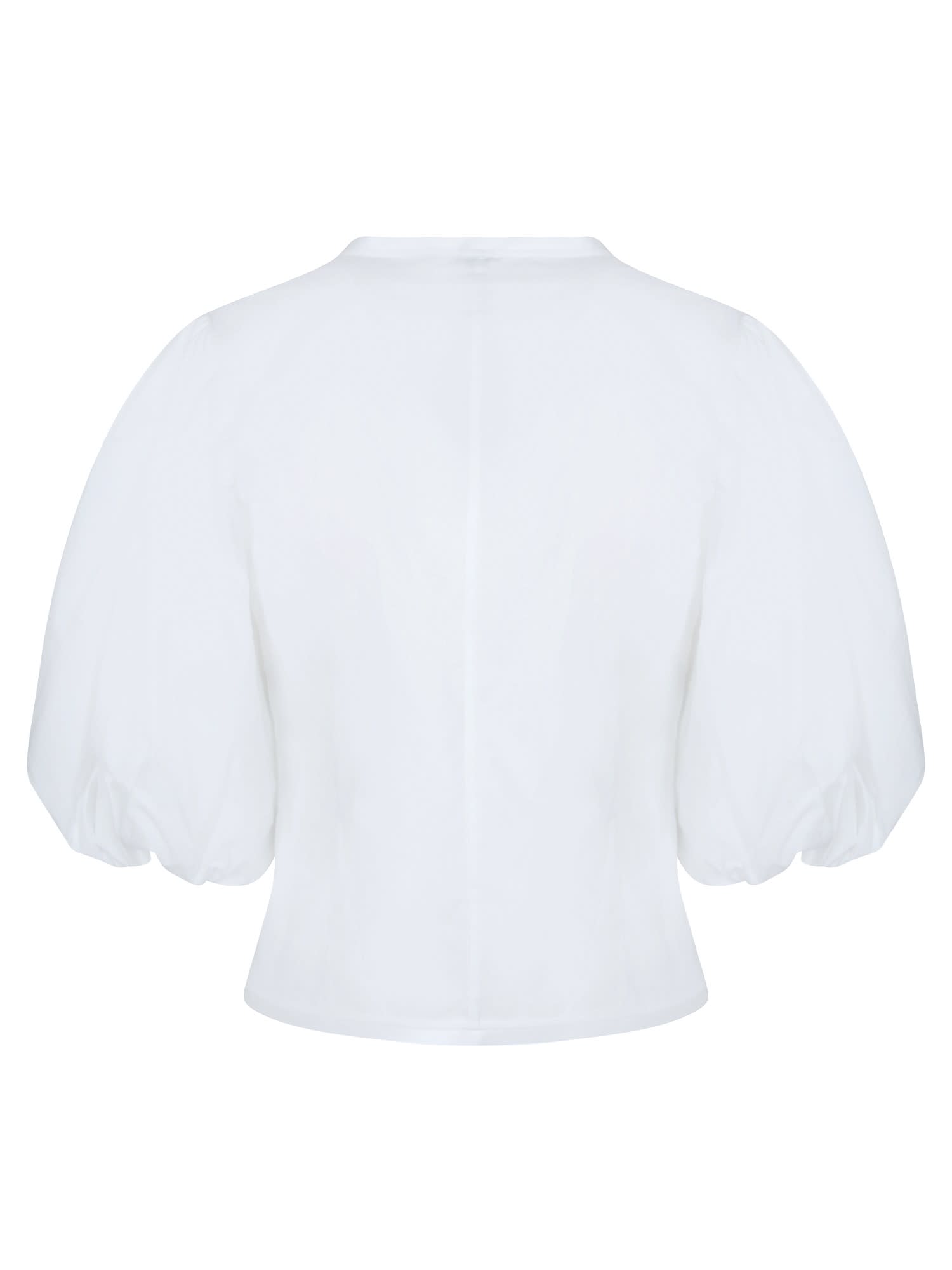 Pinko Poplin Shirt With Puff Sleeves In White