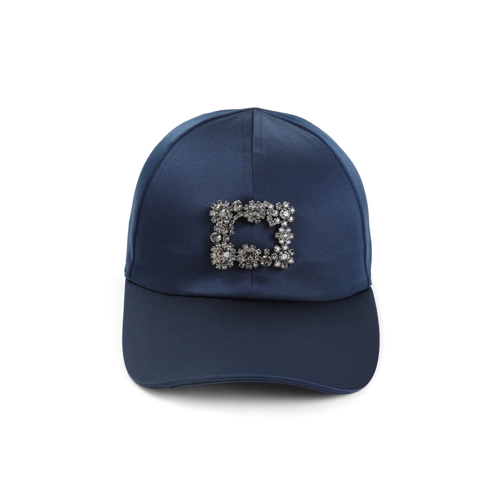 Roger Vivier Flower Crystal Cap Curved Brim Detail In Blue