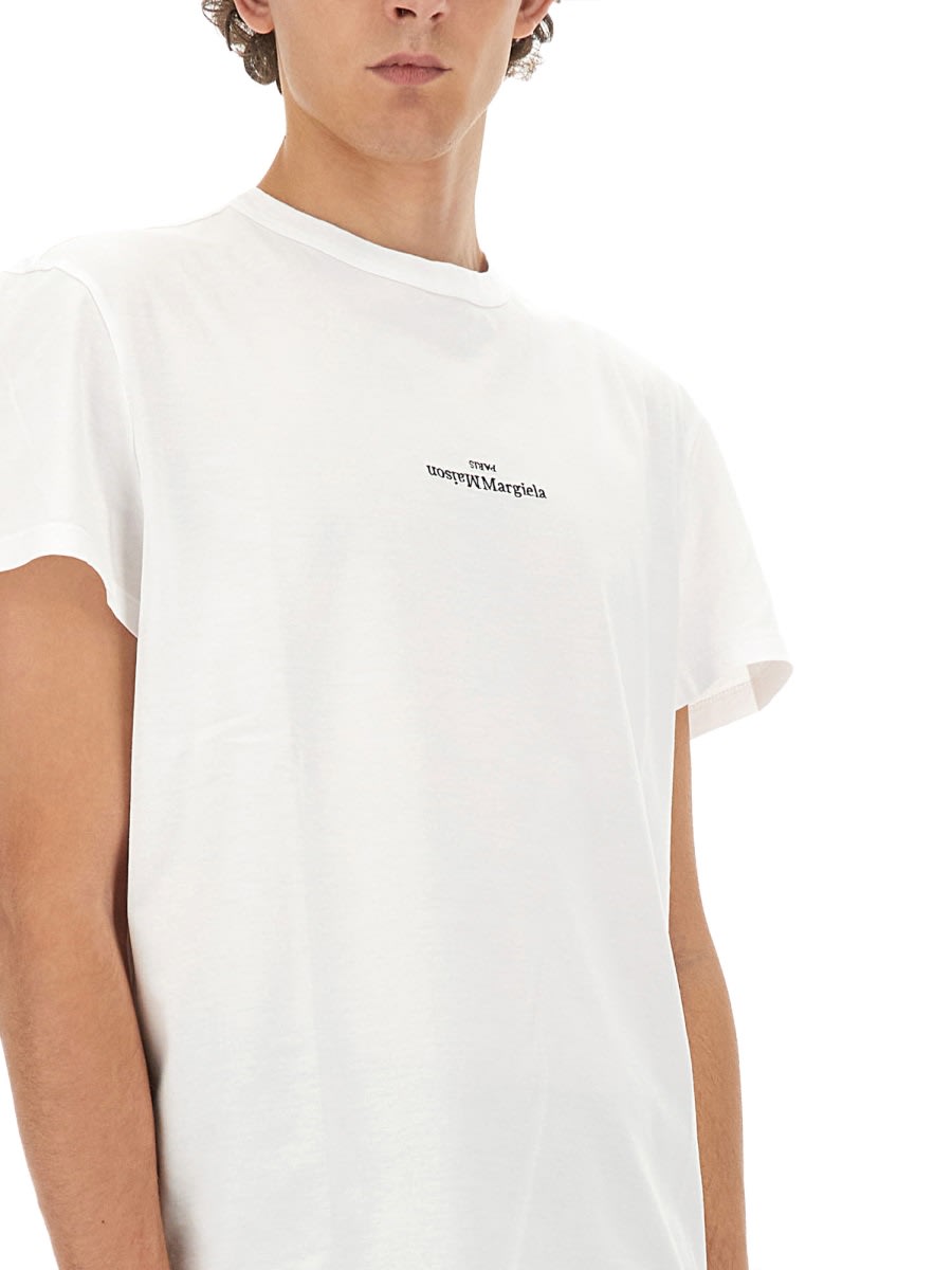 Shop Maison Margiela Distorted Logo T-shirt In White