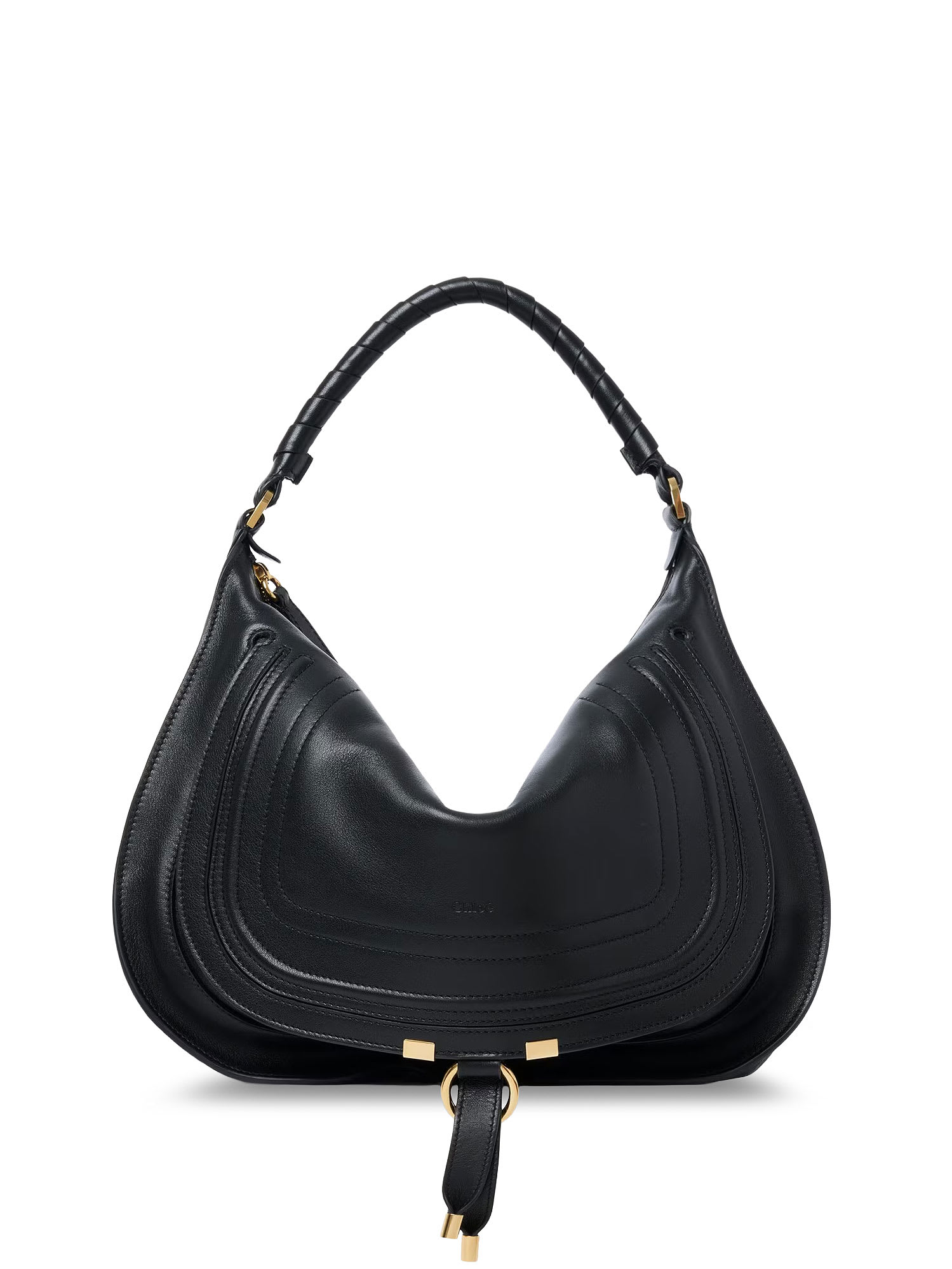 Chloé Marcie Medium Leather Shoulder Bag In Black