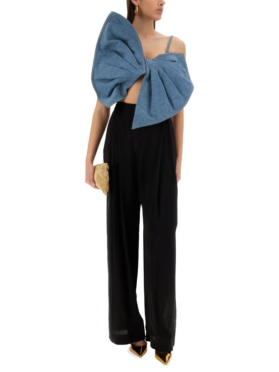 Nina Ricci Twisted Design Top With Sculptural Front In Denim