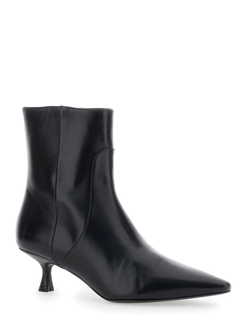 Shop Stuart Weitzman Naomi Black Ankle Boots With Kitten Heel In Leather Woman