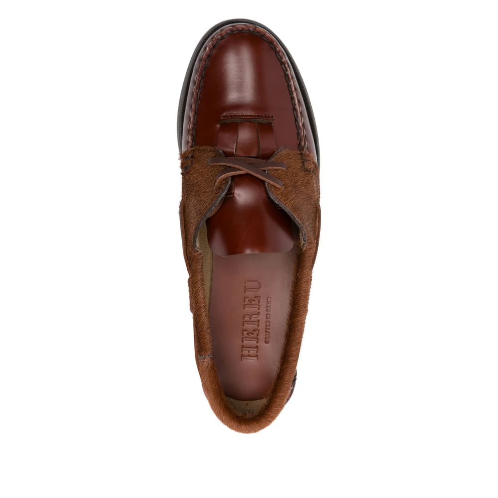 Hereu Leather Boat Shoes In Brown