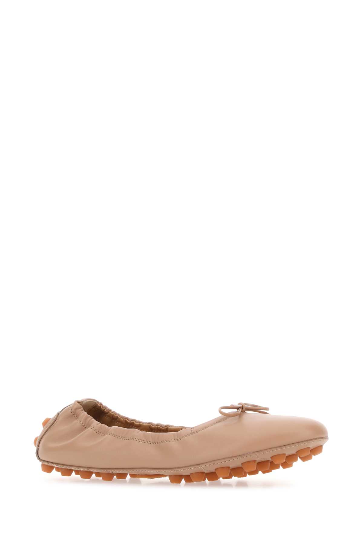 Shop Tod's Skin Pink Leather Bubble Ballerinas In M033
