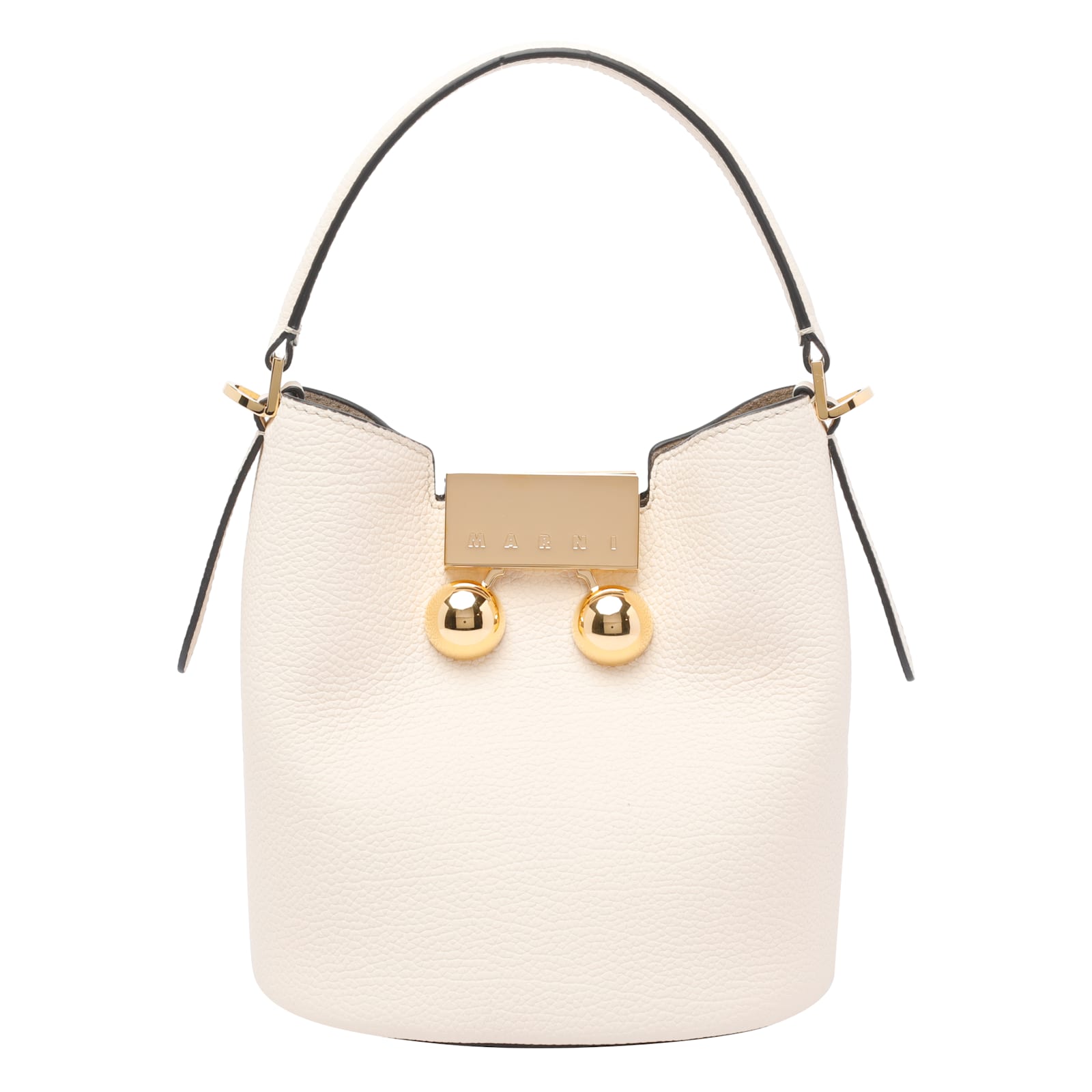 Marni Medium Trunkaroo White Leather Shoulder Bag In White
