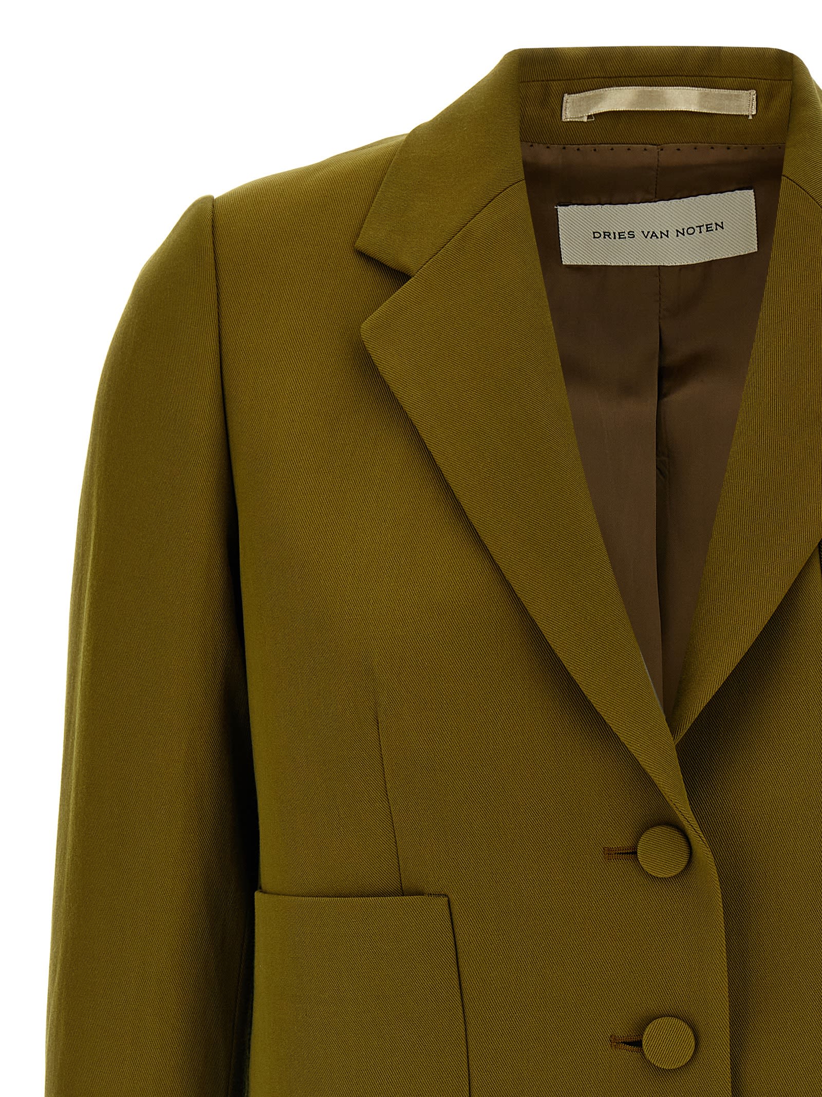Dries Van Noten 'bamis' Blazer Featuring Buttoned Cuffs In Green
