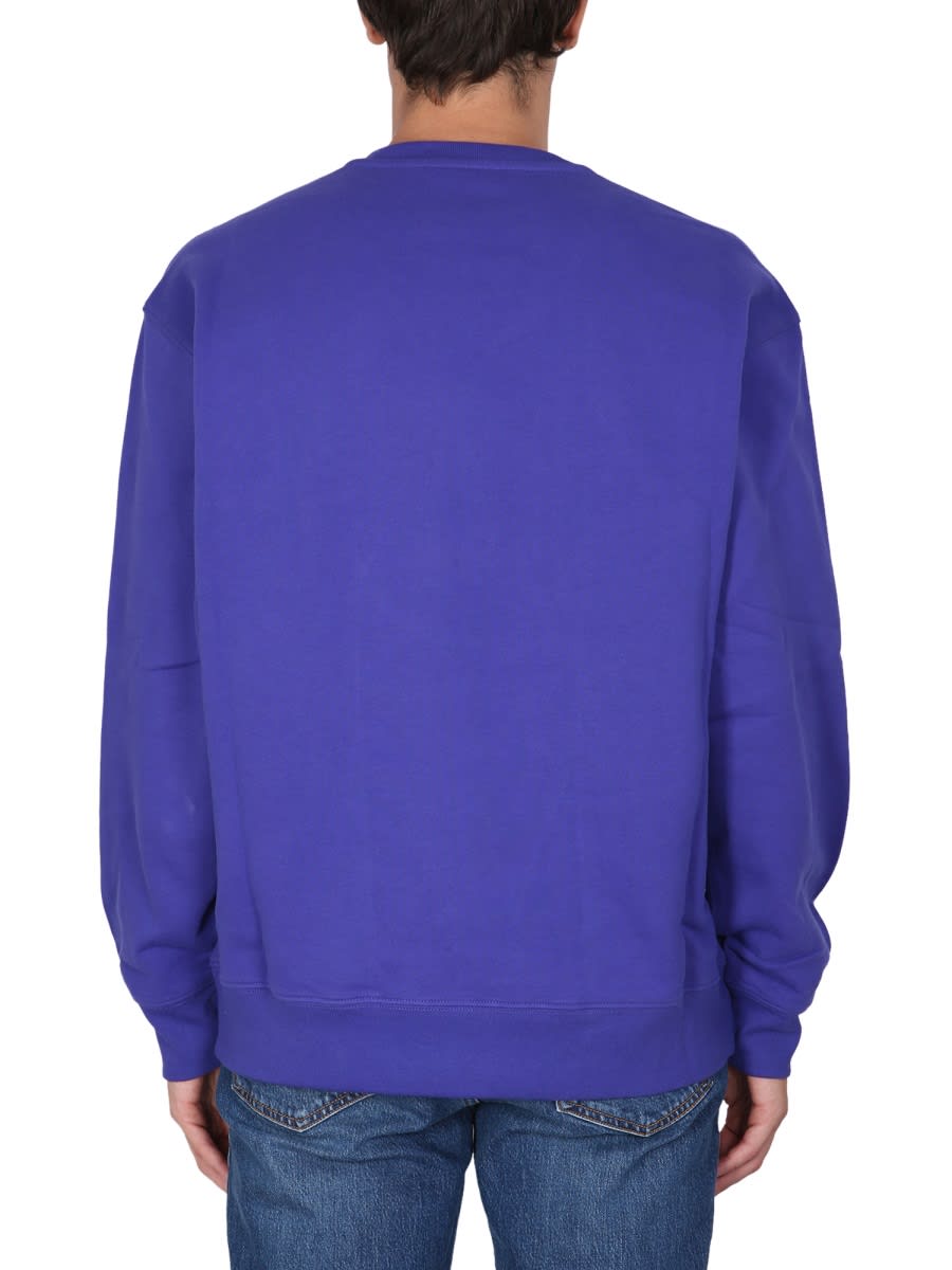 Shop Moschino Sweatshirt With Logo Patch In Blue