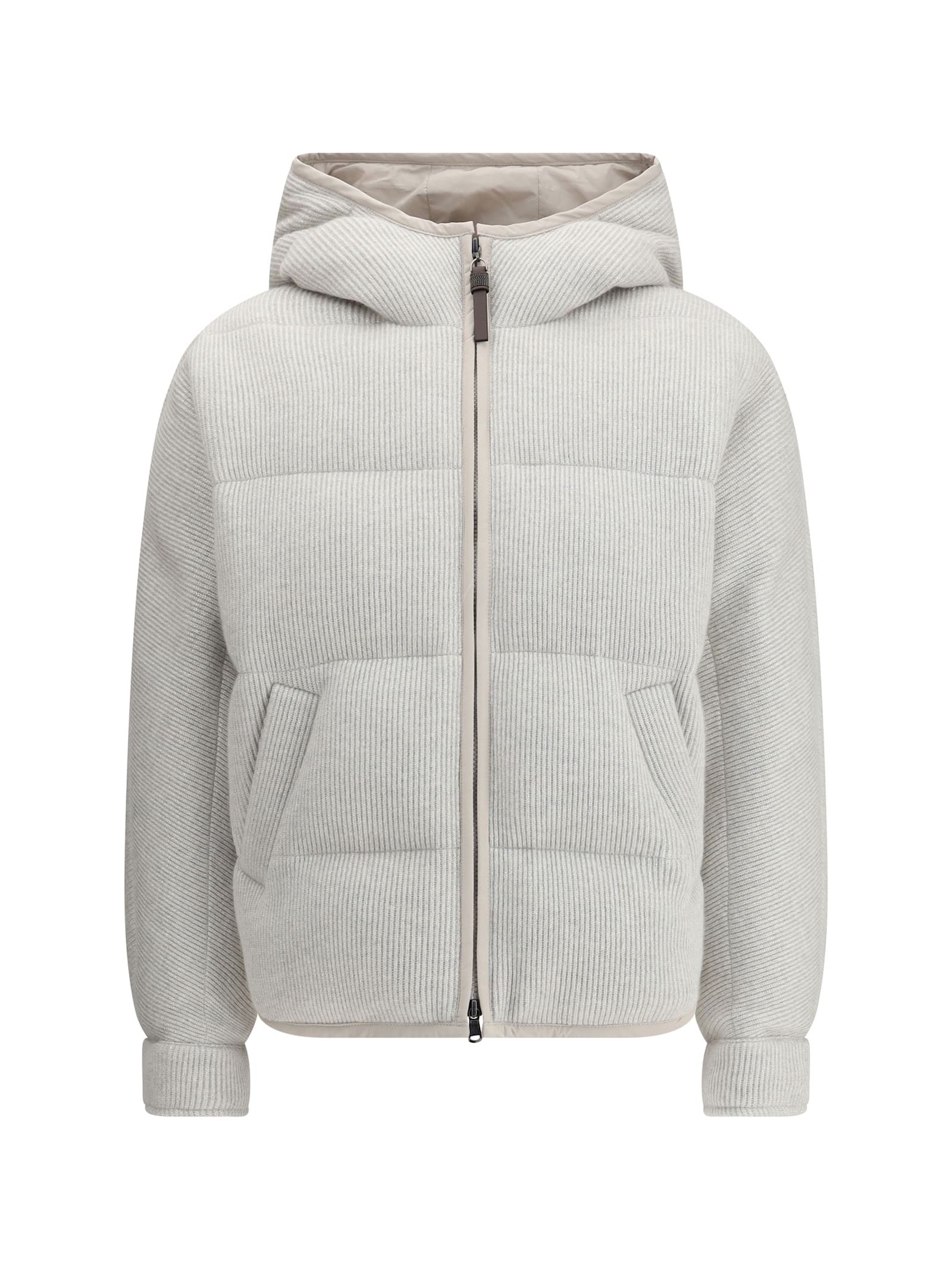 Brunello Cucinelli Lurex Down Jacket In White