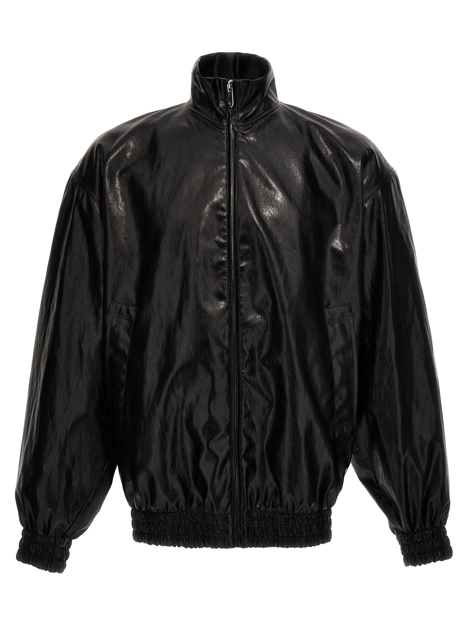 Gcds Oversized Black Eco-leather Jacket In Black