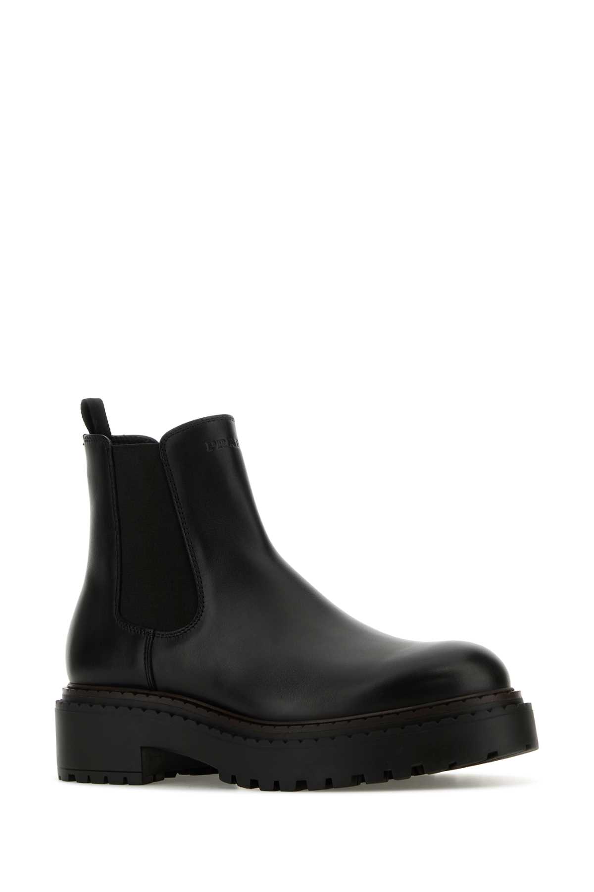 Prada Men's Monolith Brushed Leather Chelsea Boots In Nero