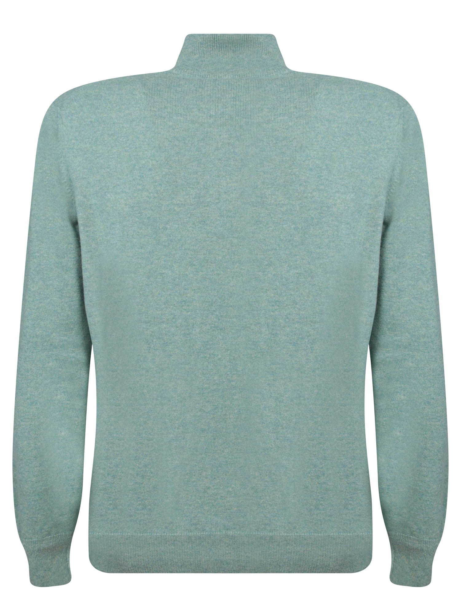 Shop Brunello Cucinelli Green Cashmere Midzip Sweater