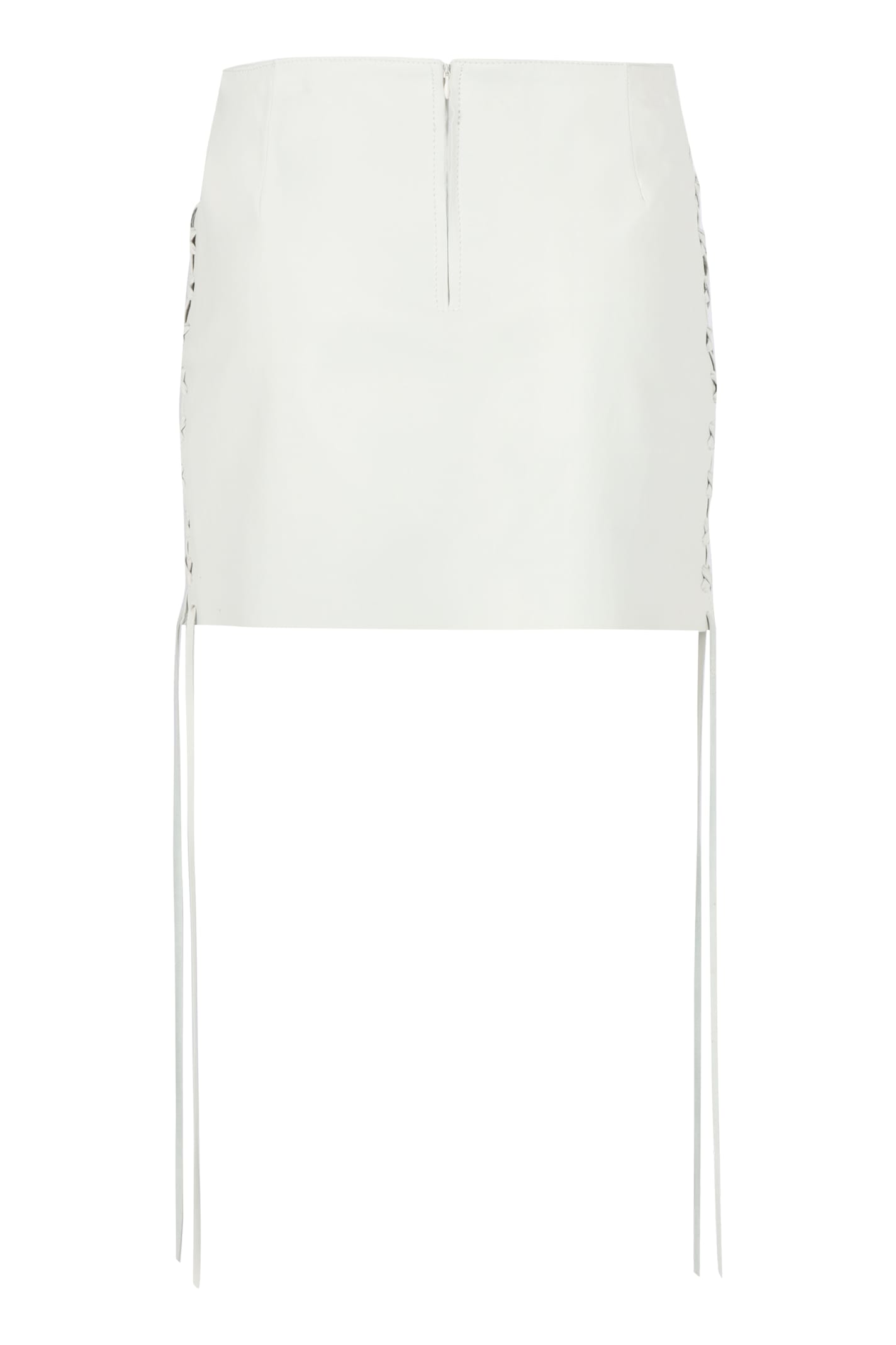 Salvatore Santoro Leather Mini Skirt In White