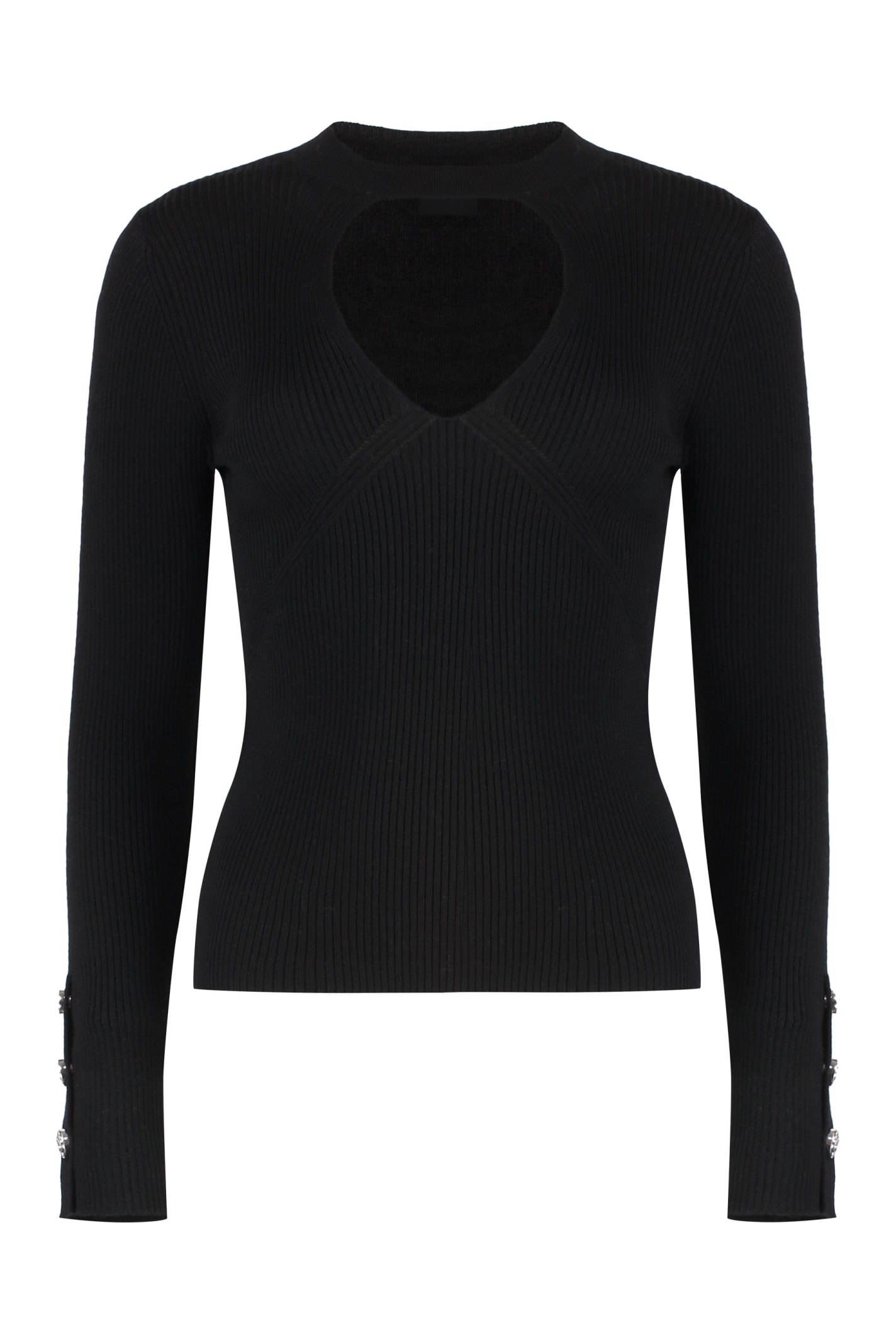 Shop Pinko Rabbocco Knitted Wool-blend Top In Black