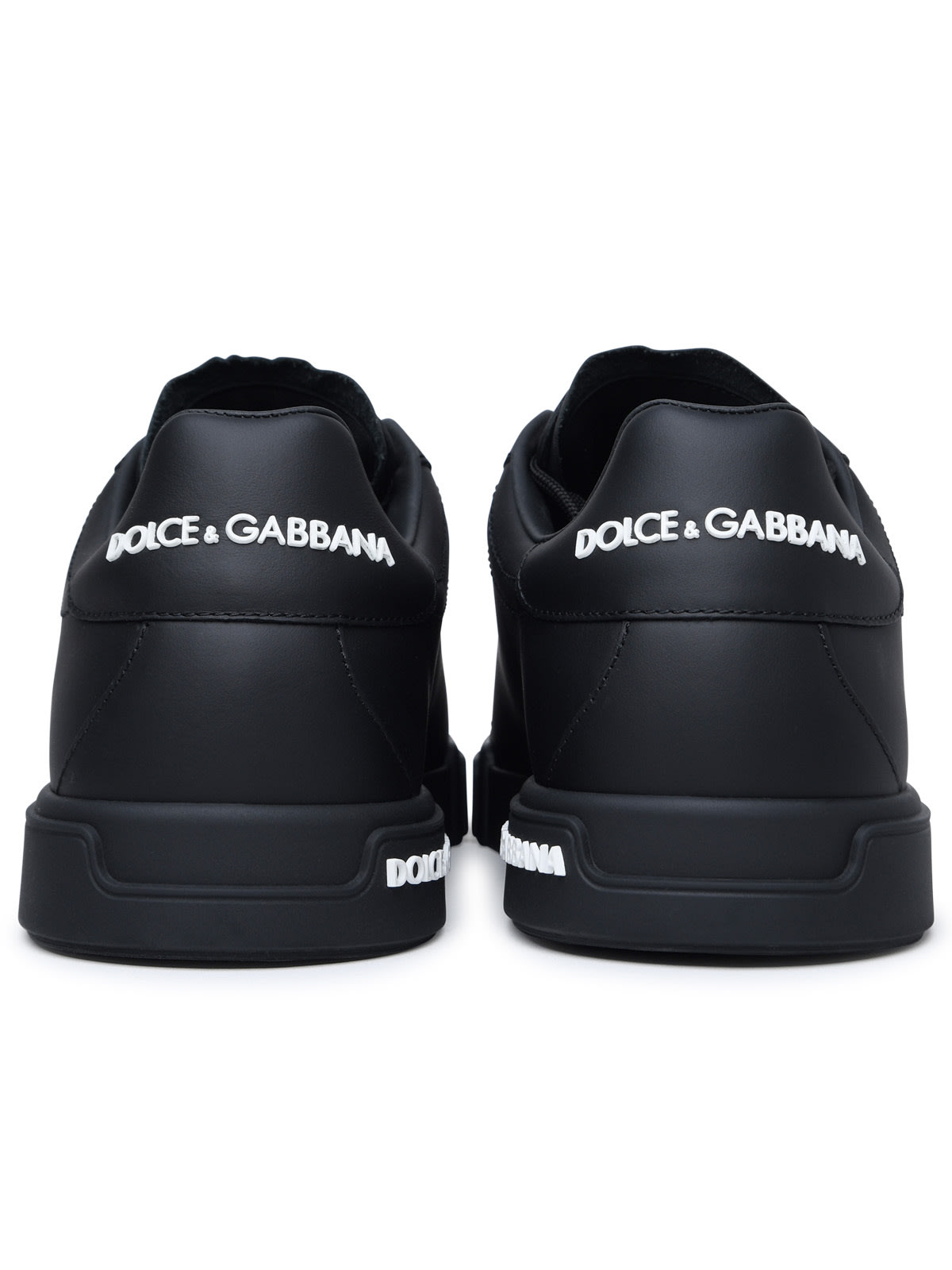 Shop Dolce & Gabbana Portofino Black Calf Leather Sneakers