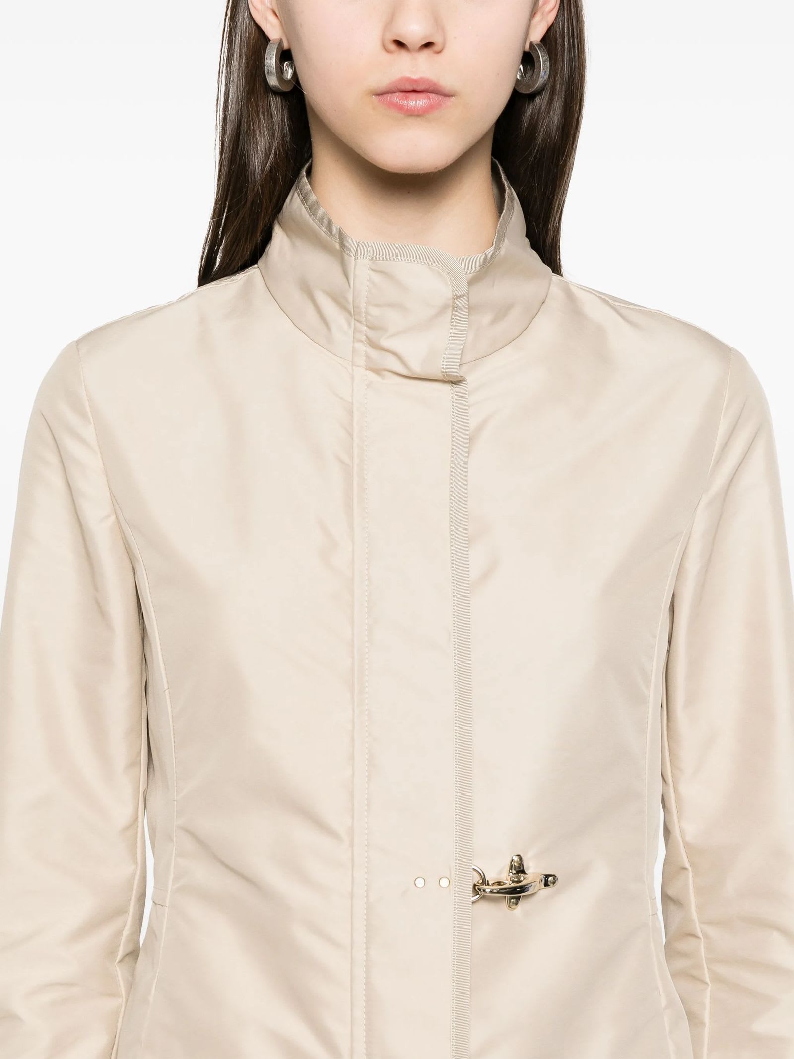 Fay Virginia Coat Stand-up Collar In Beige
