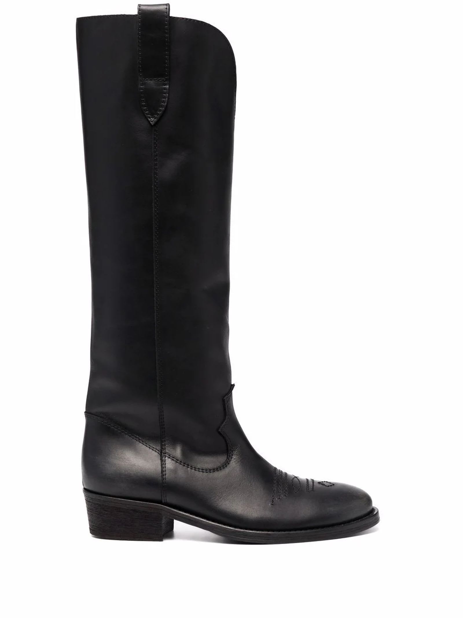 Black Leather Knee-high Boots