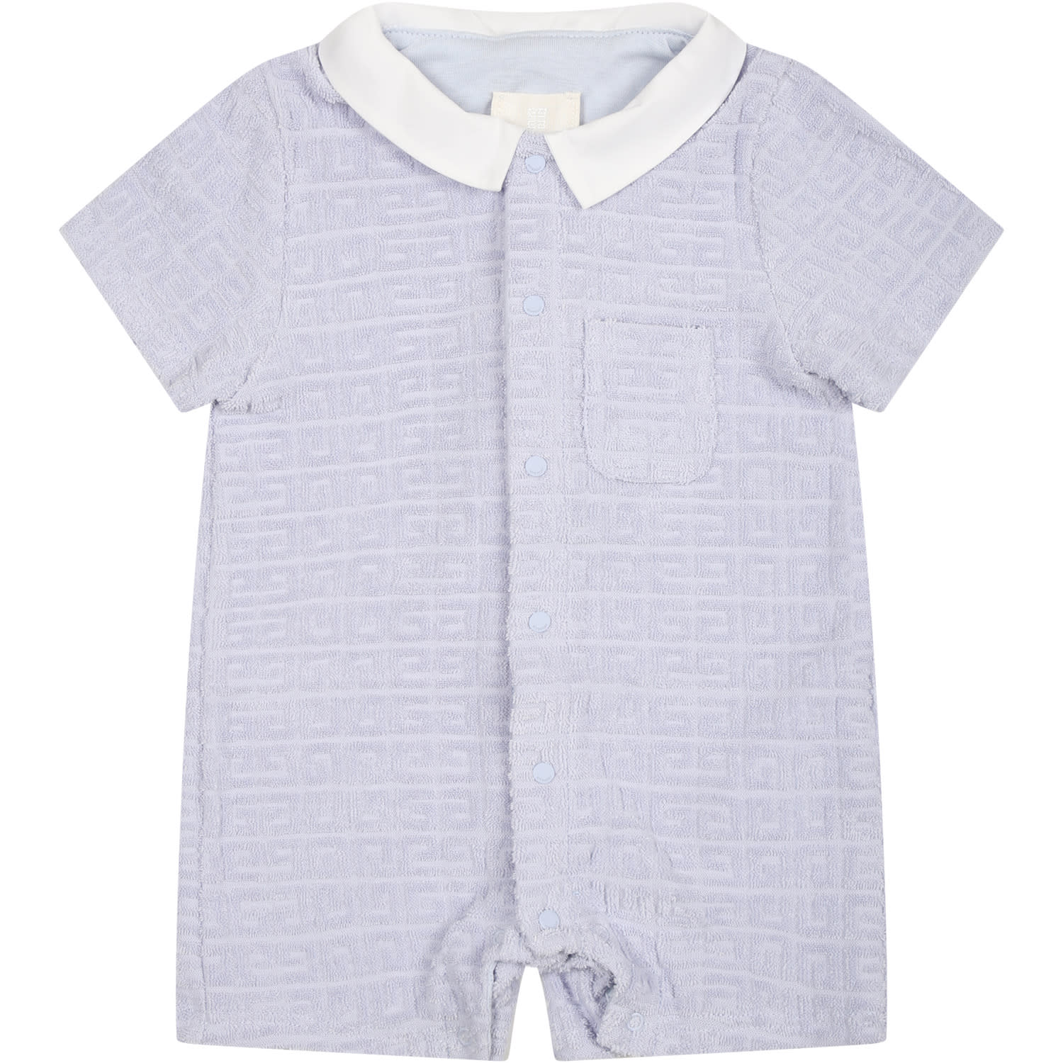 Givenchy Sky Blue Romper For Baby Boy With Logo