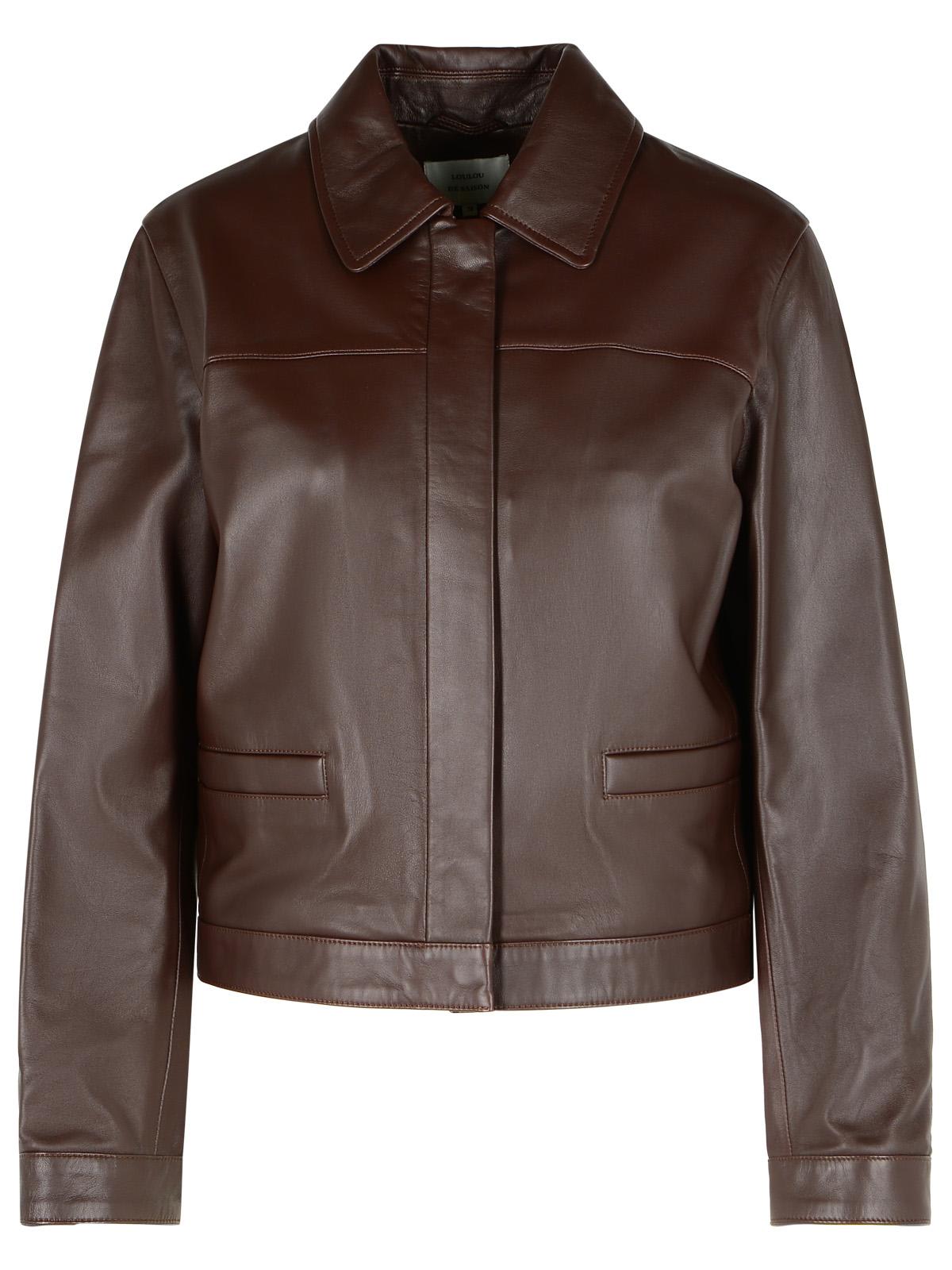 Loulou Studio Ascot Brown Leather Jacket In Burgundy
