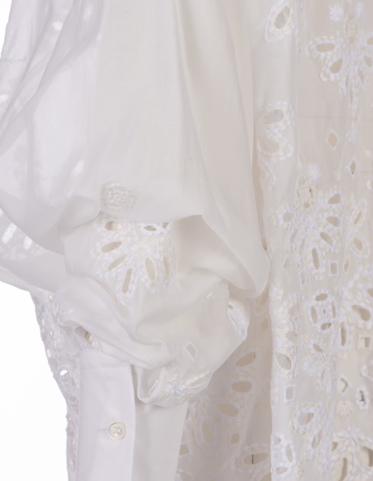 Shop Ermanno Scervino White Over Shirt With Sangallo Lace