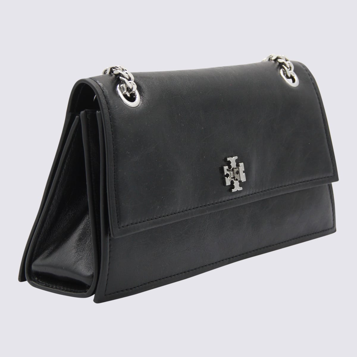 Tory Burch Black Leather Kira Turnlock Shoulder Bag In Black