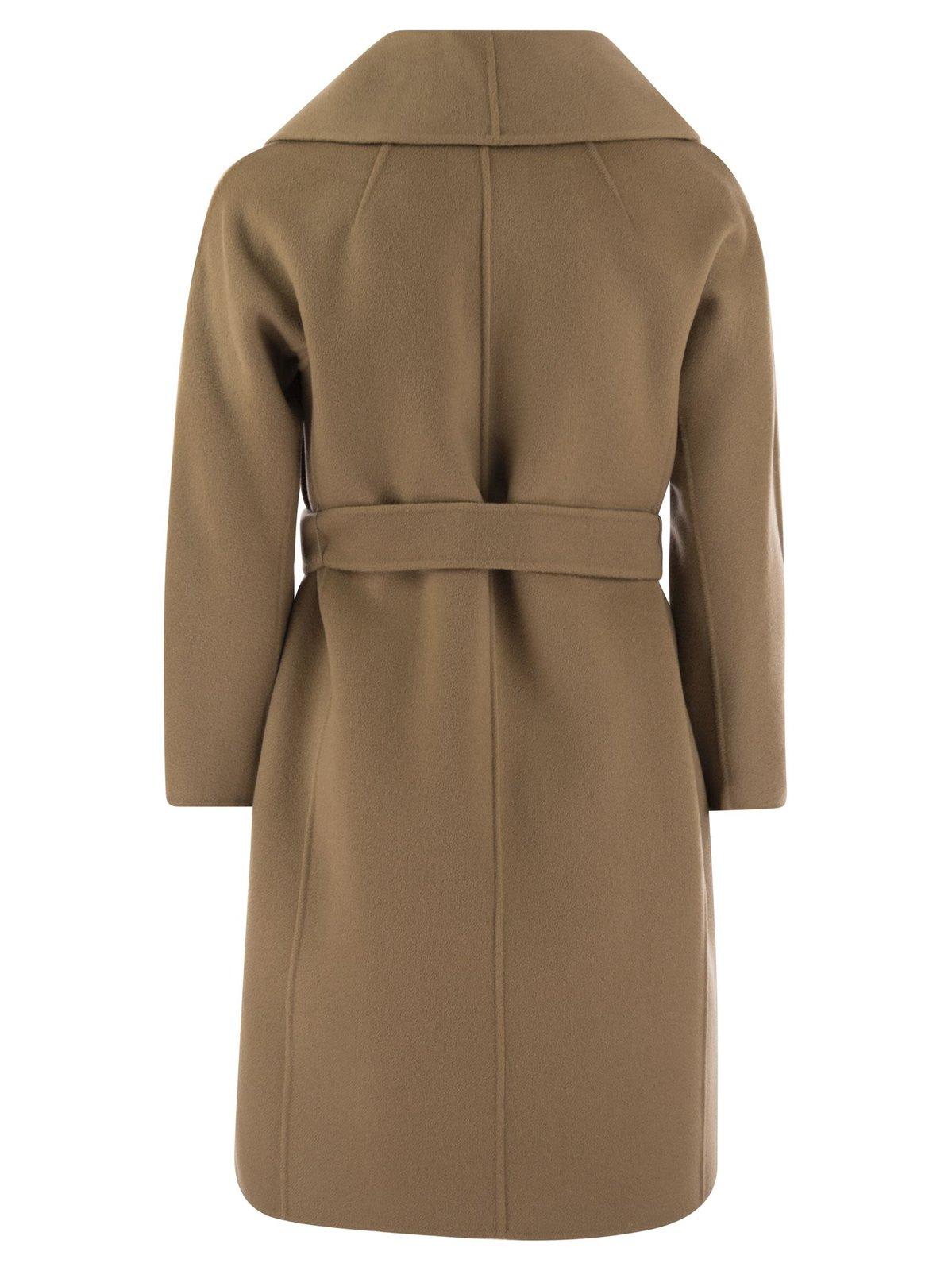 Shop 's Max Mara Belted Long-sleeved Coat In Cammello