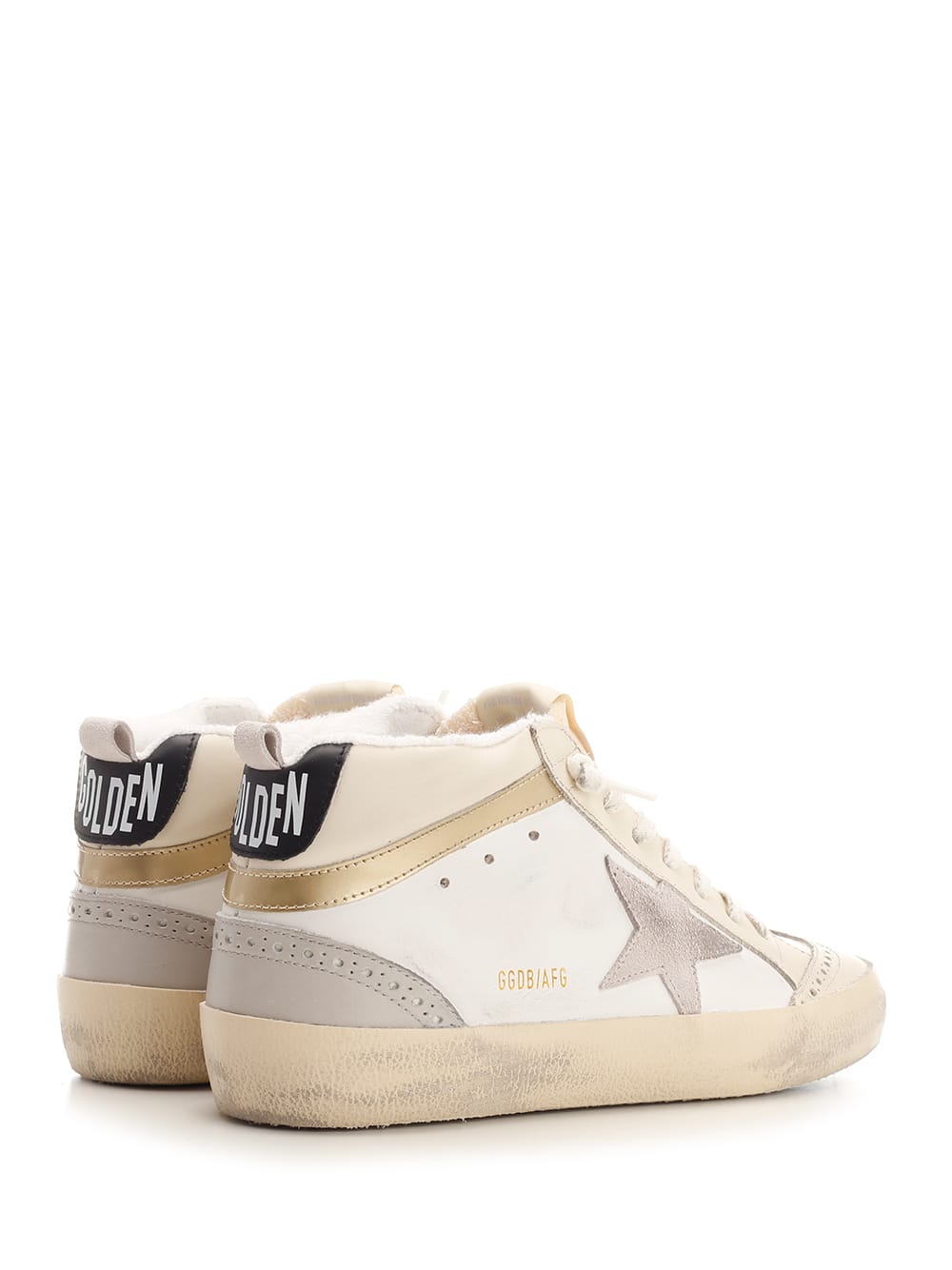 Golden Goose Midstar Sneaker In White/lilac/grey/gold