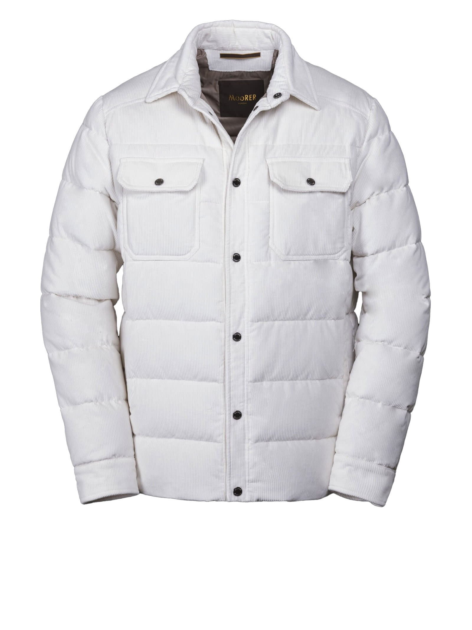 Moorer Mens Quilted Down Jacket With Buttons In White