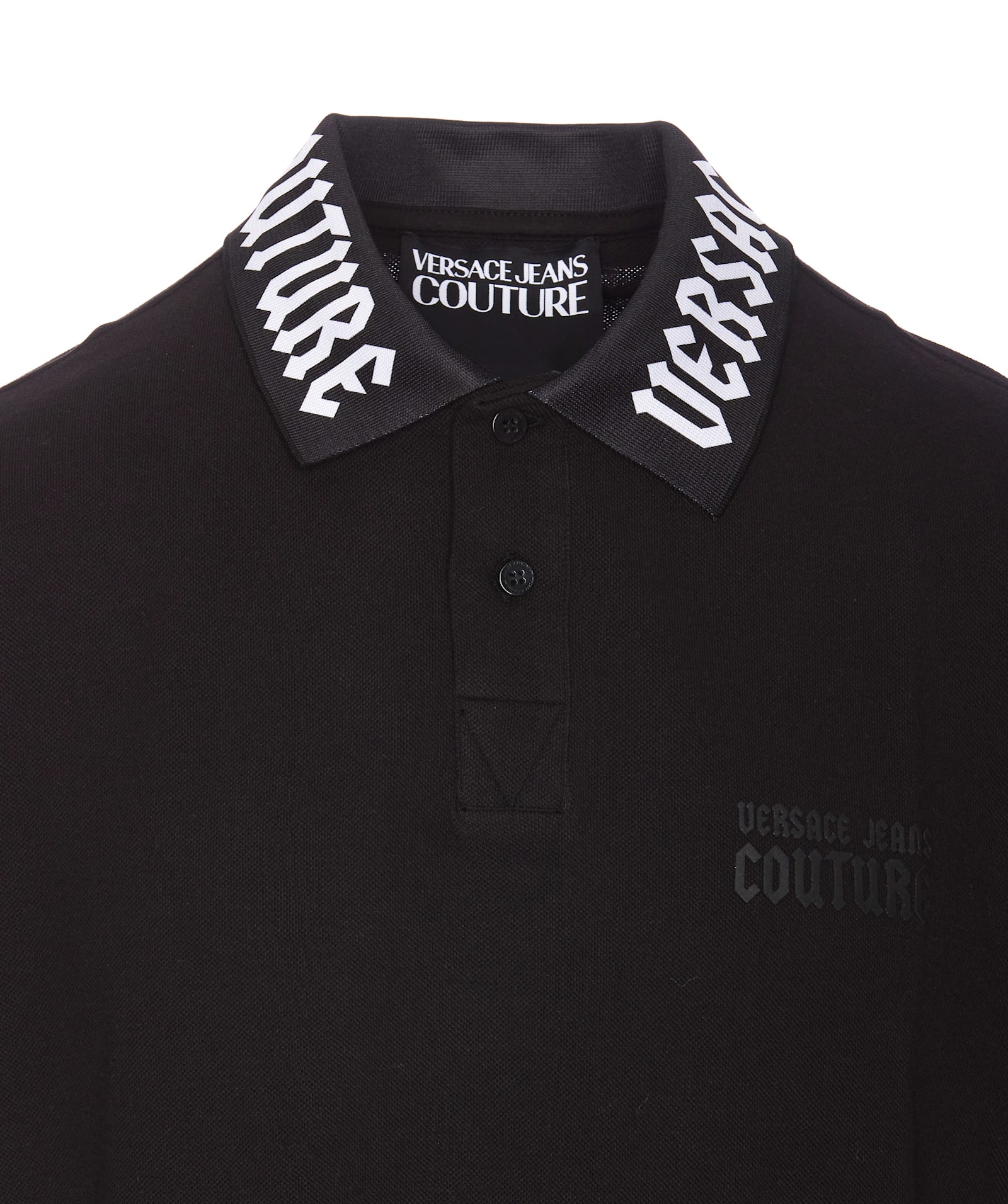 Shop Versace Jeans Couture Gothic Logo Regular Polo In Black